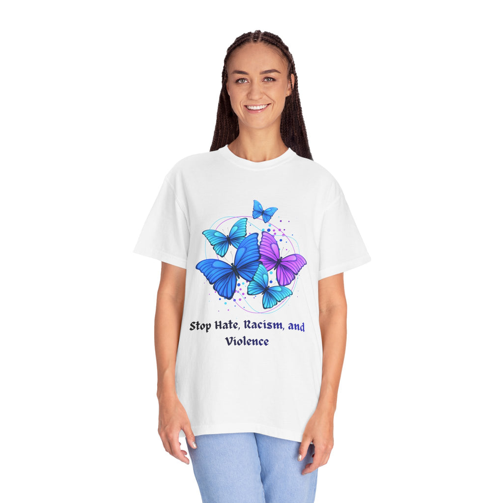 Butterfly Peace T-Shirt — "Stop Hate, Racism, and Violence" Anti-Violence Tee
