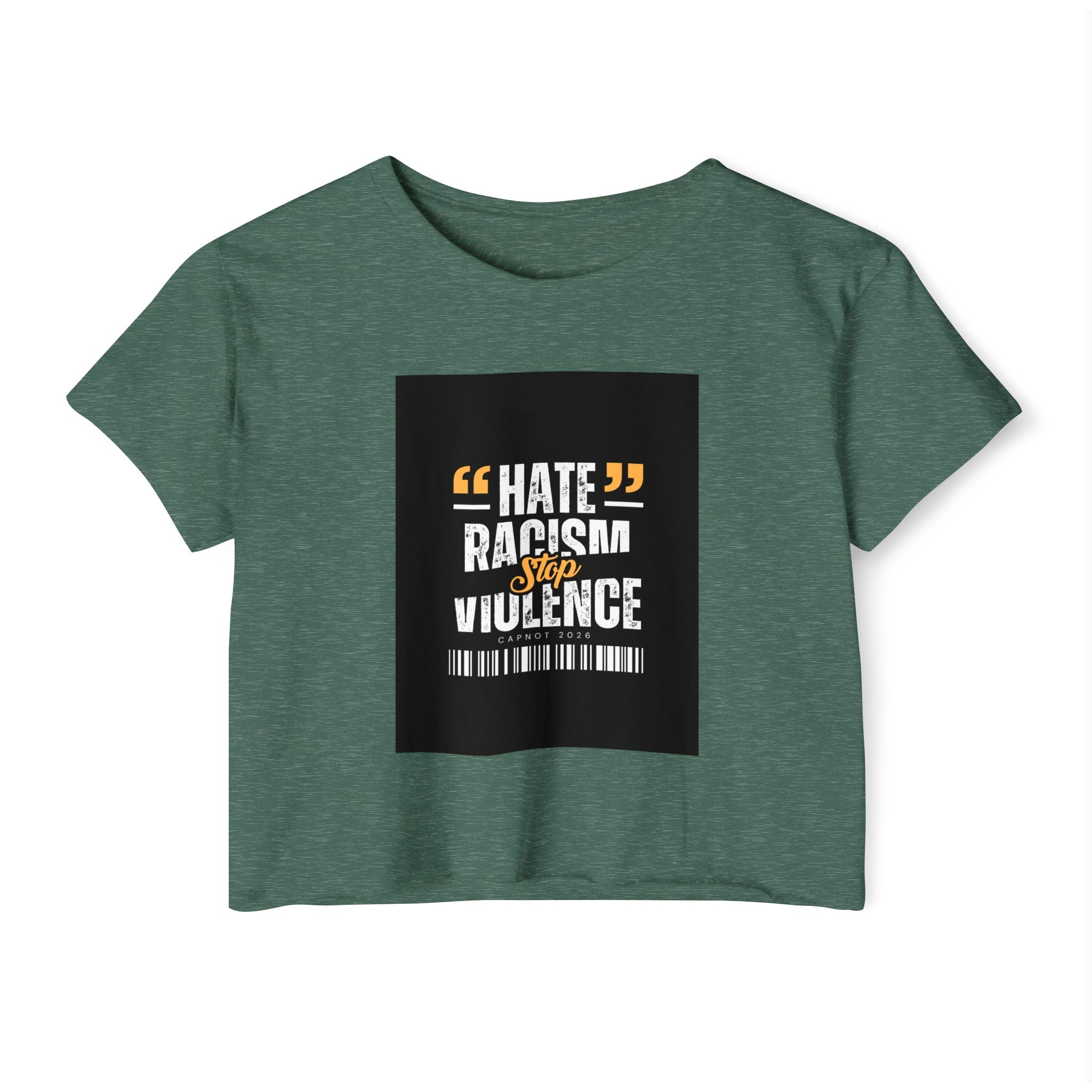 Festival Crop Top — "Hate Racism Stop Violence" Graphic Tee