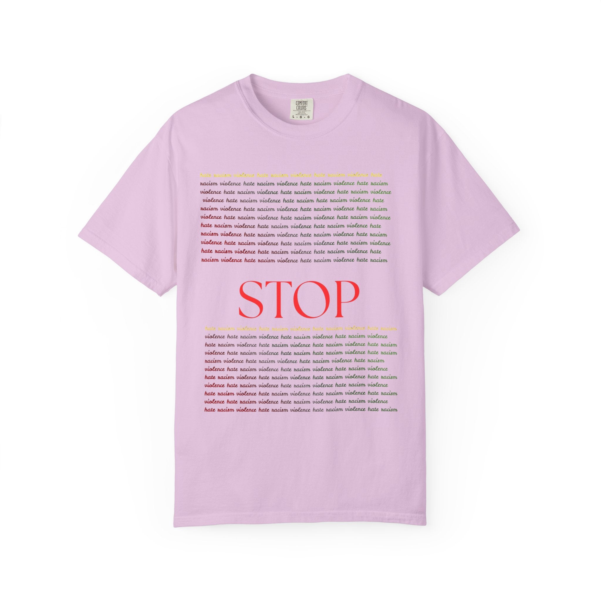 Stop Screen Tee — Black Graphic T-Shirt with Bold RED “STOP” Message