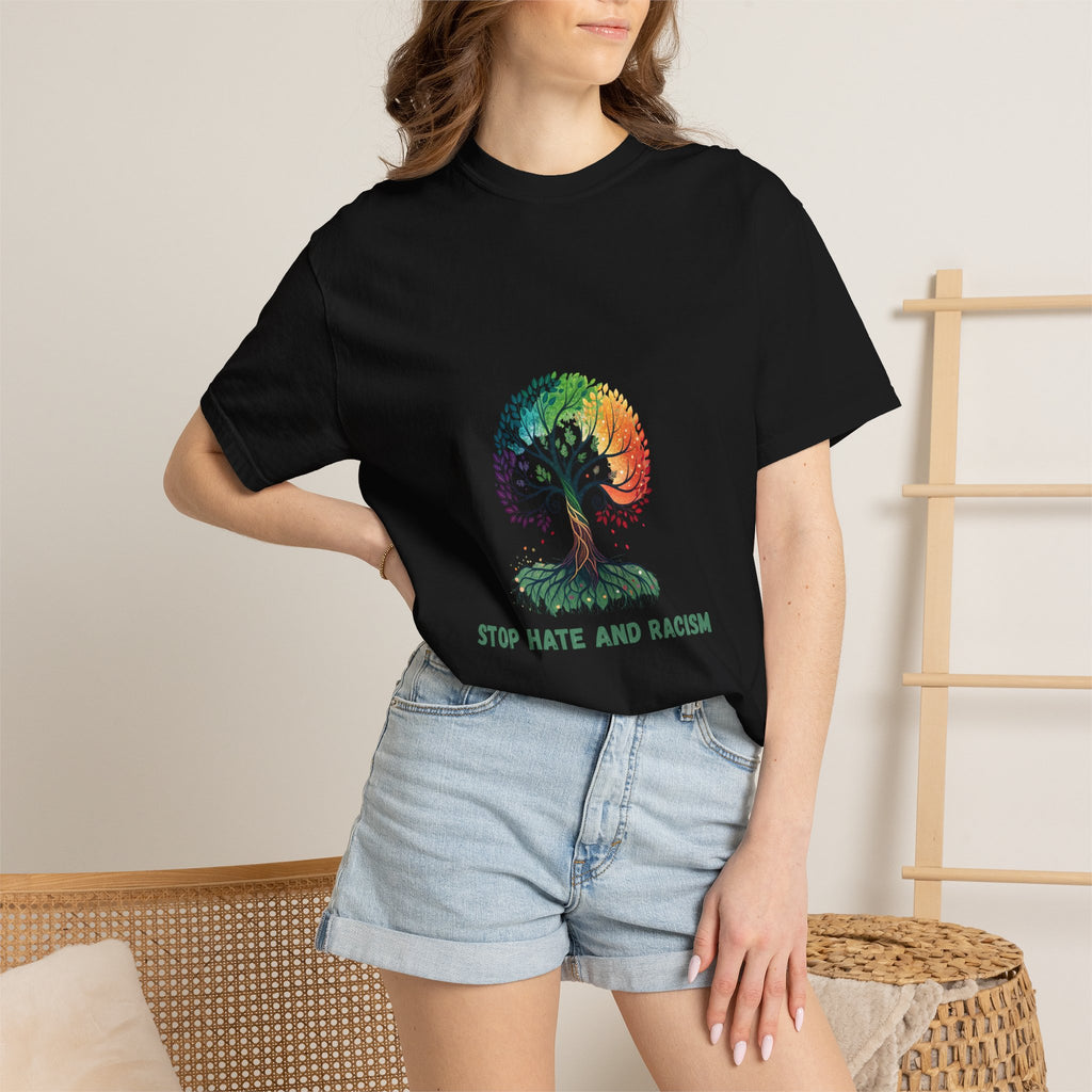 Stop Hate and Racism Tree T-Shirt — Rainbow Unity Tee
