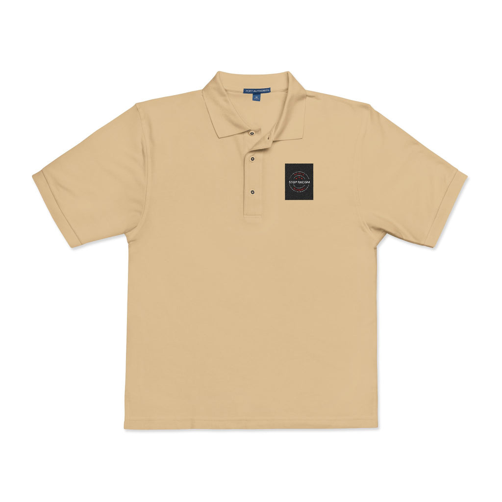 Embroidered 'Just Breathe' White Polo Shirt
