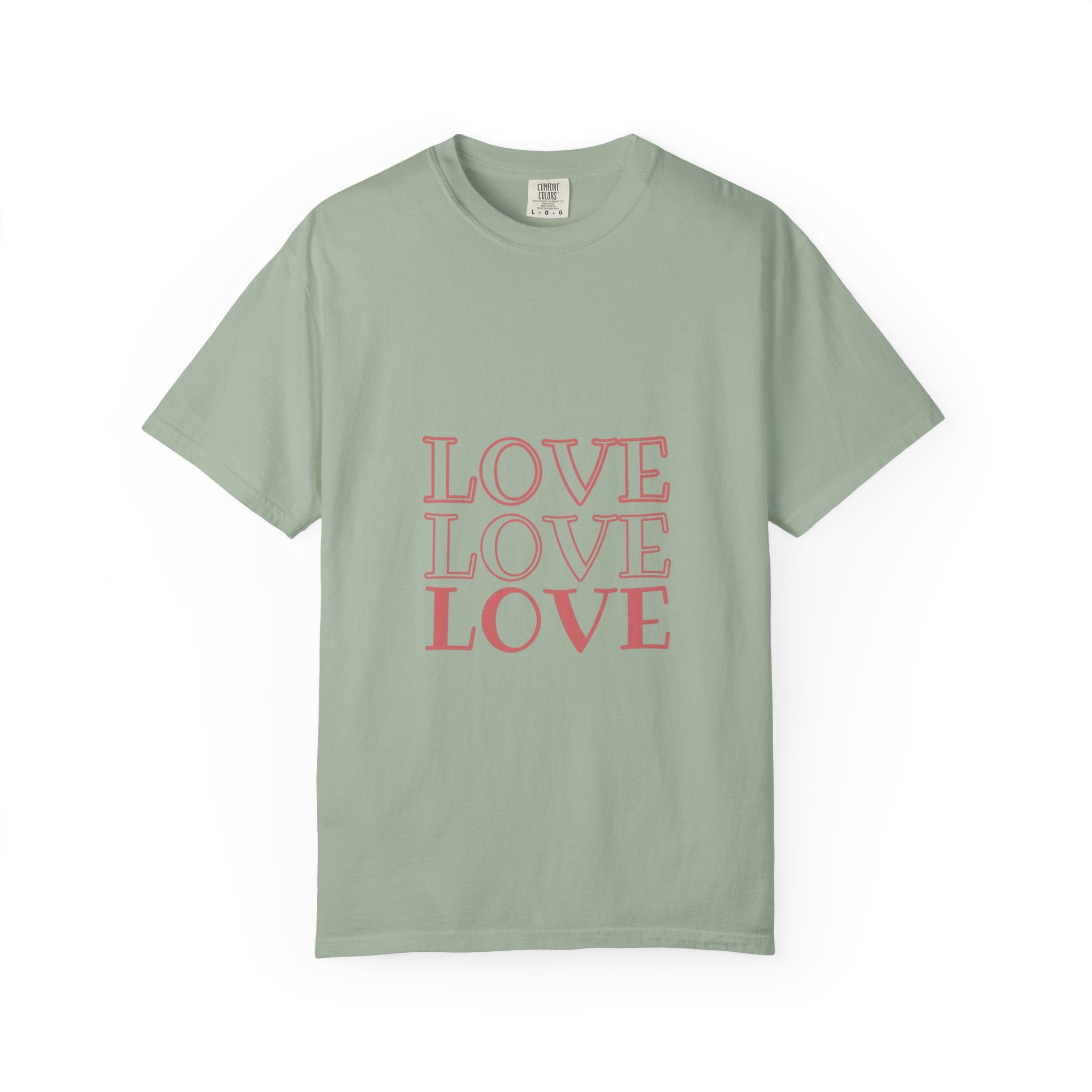 Love Love Love T-Shirt — Vintage Pink Stacked Text Tee