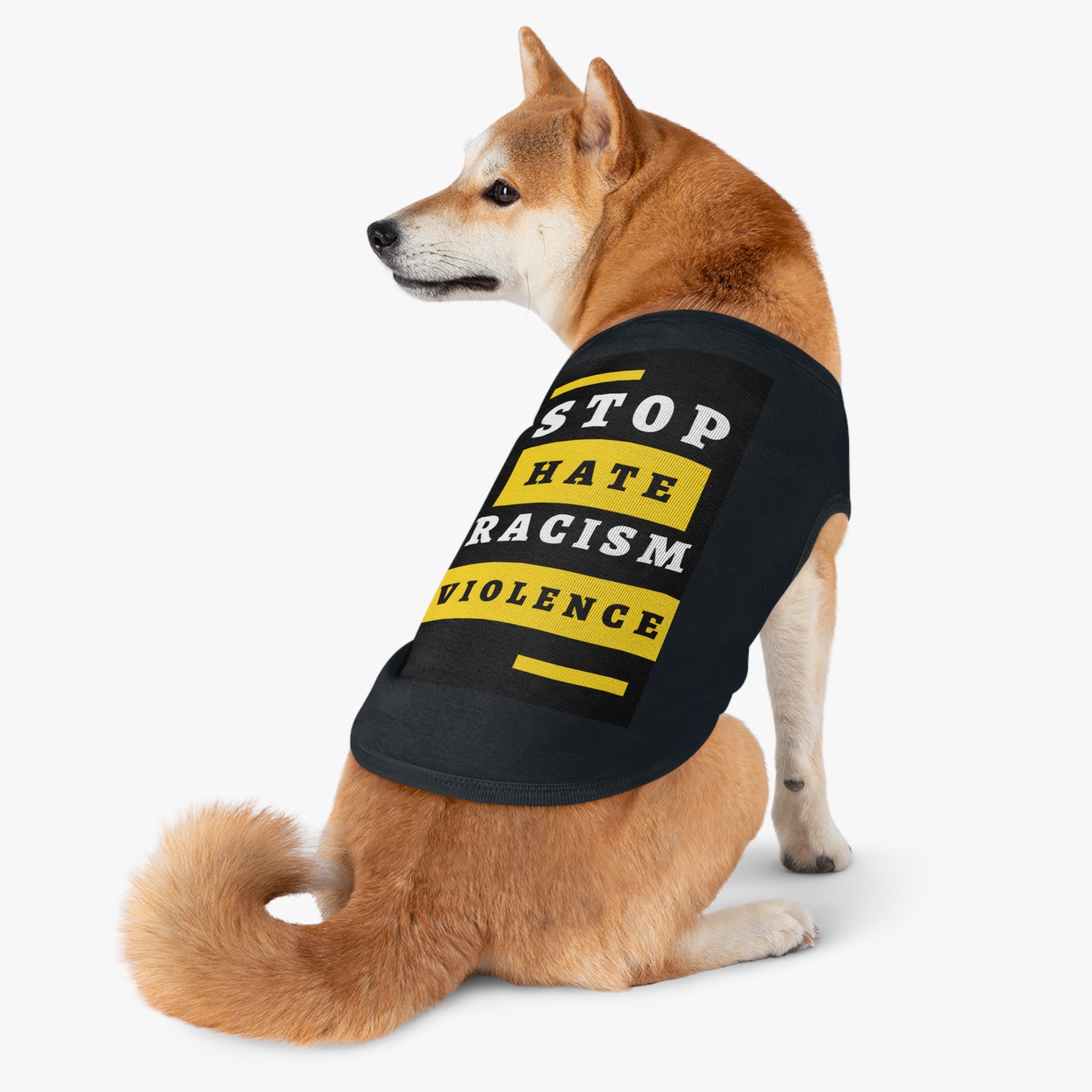 Dog Tank Top - "Stop Hate Racism Violence" Protest Pet Tee