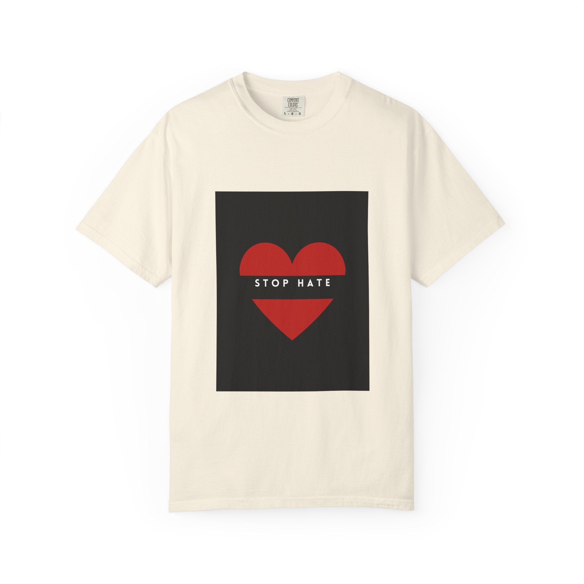 Stop Hate Heart T-Shirt — Red Heart Graphic Tee for Anti-Hate Awareness