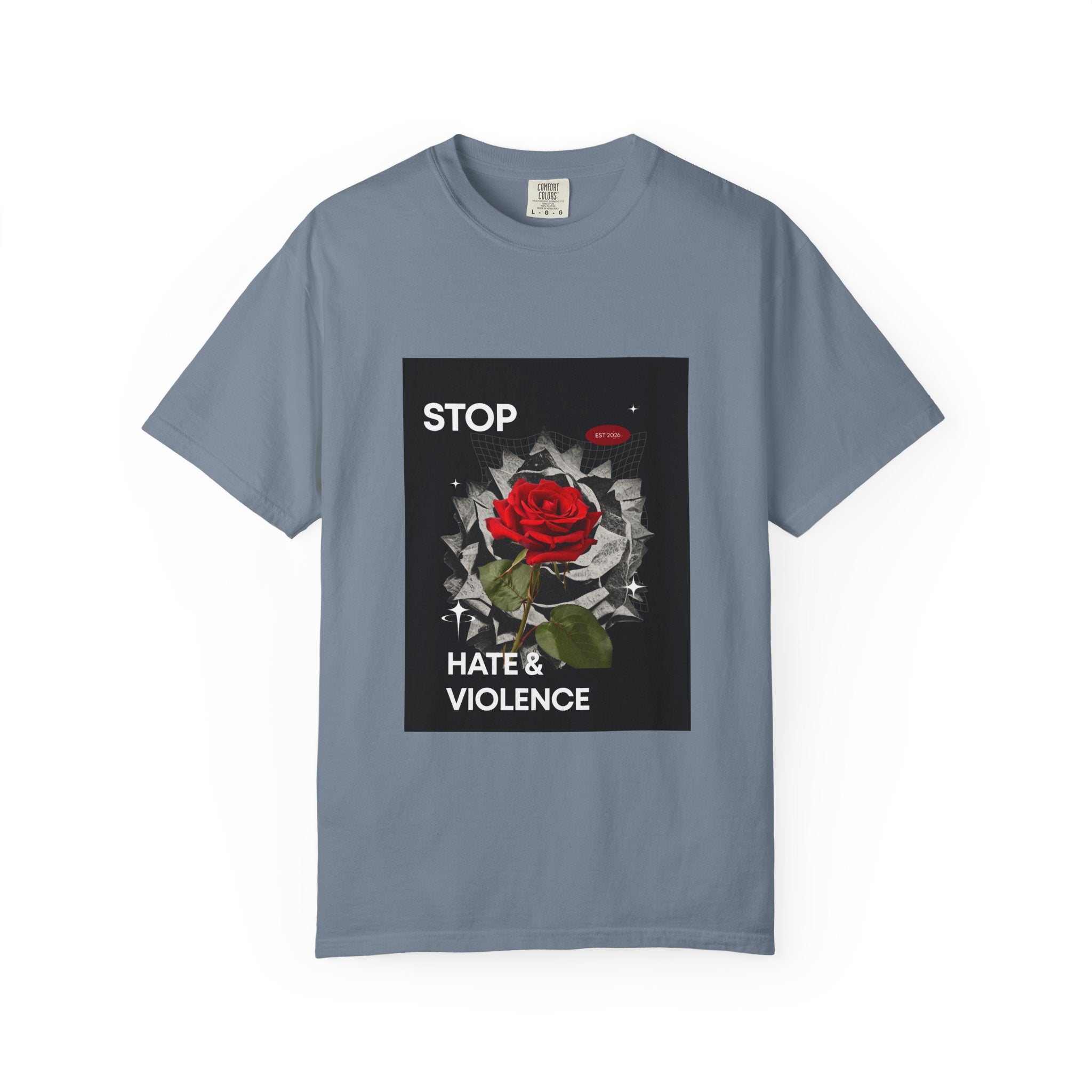 Stop Hate & Violence T-Shirt — Rose Protest Graphic Tee