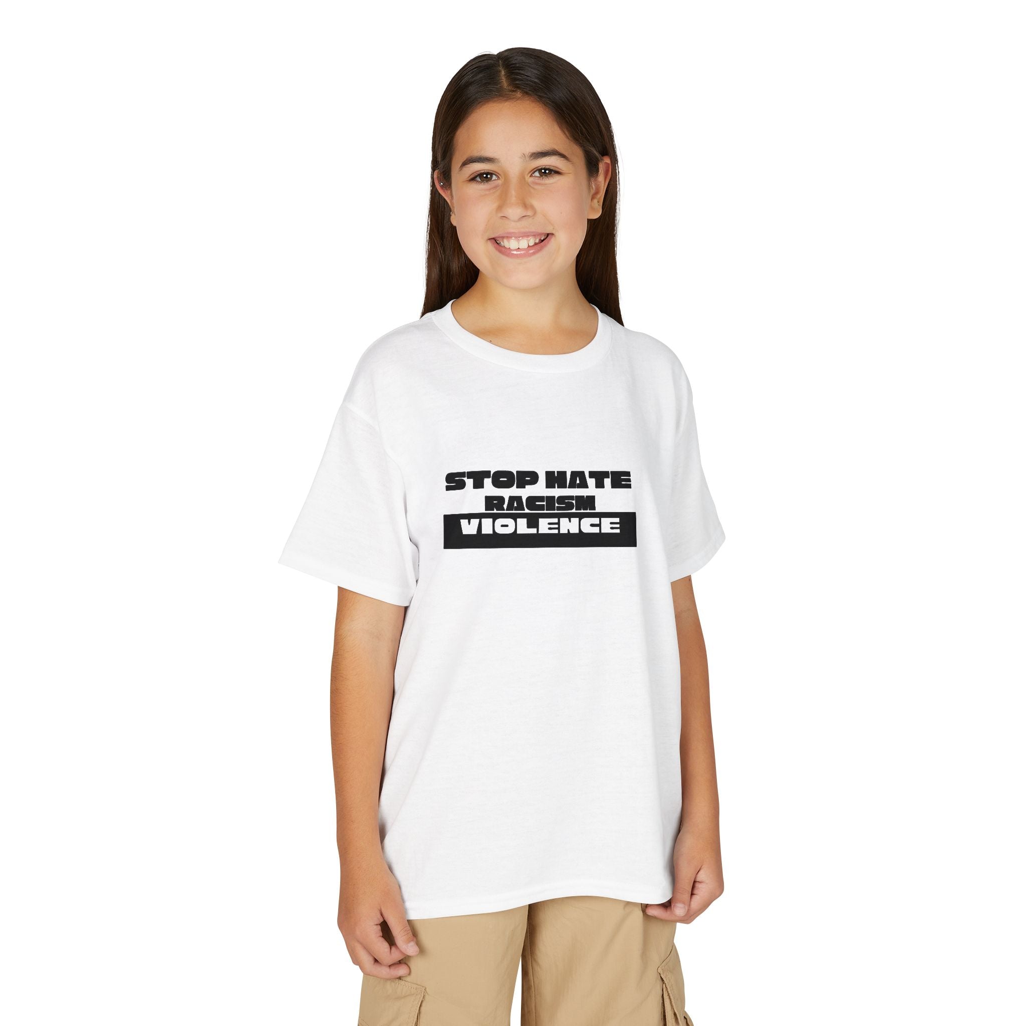 Youth T-Shirt — "Stop Hate, Stop Violence" Graphic Tee