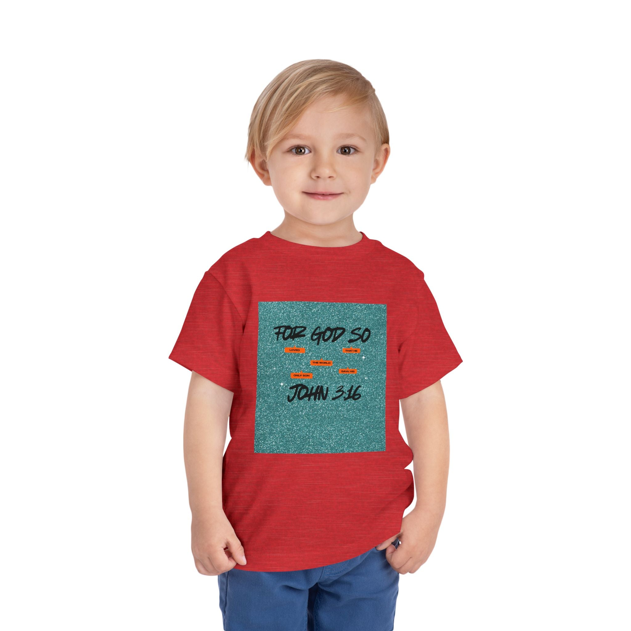 Toddler Tee — "For God So" John 3:16 Christian Kids Shirt