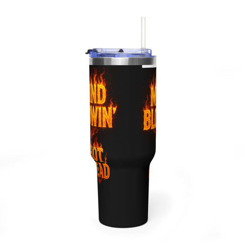 40oz Tumbler — "Mind Blowing Hot Head" Flame Graphic Vacuum Travel Cup