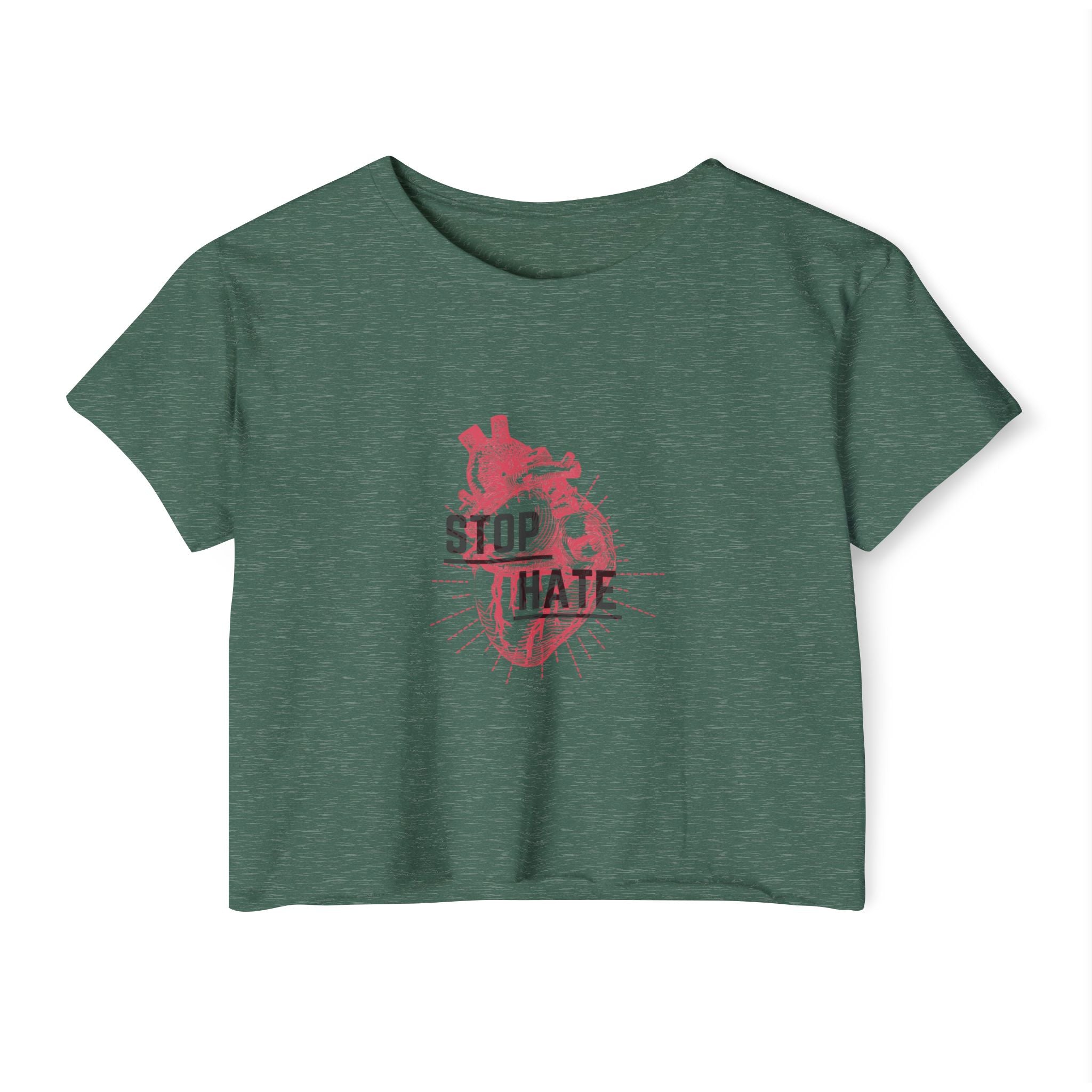 Stop Hate Heart Crop Top — Women's Festival Graphic Tee