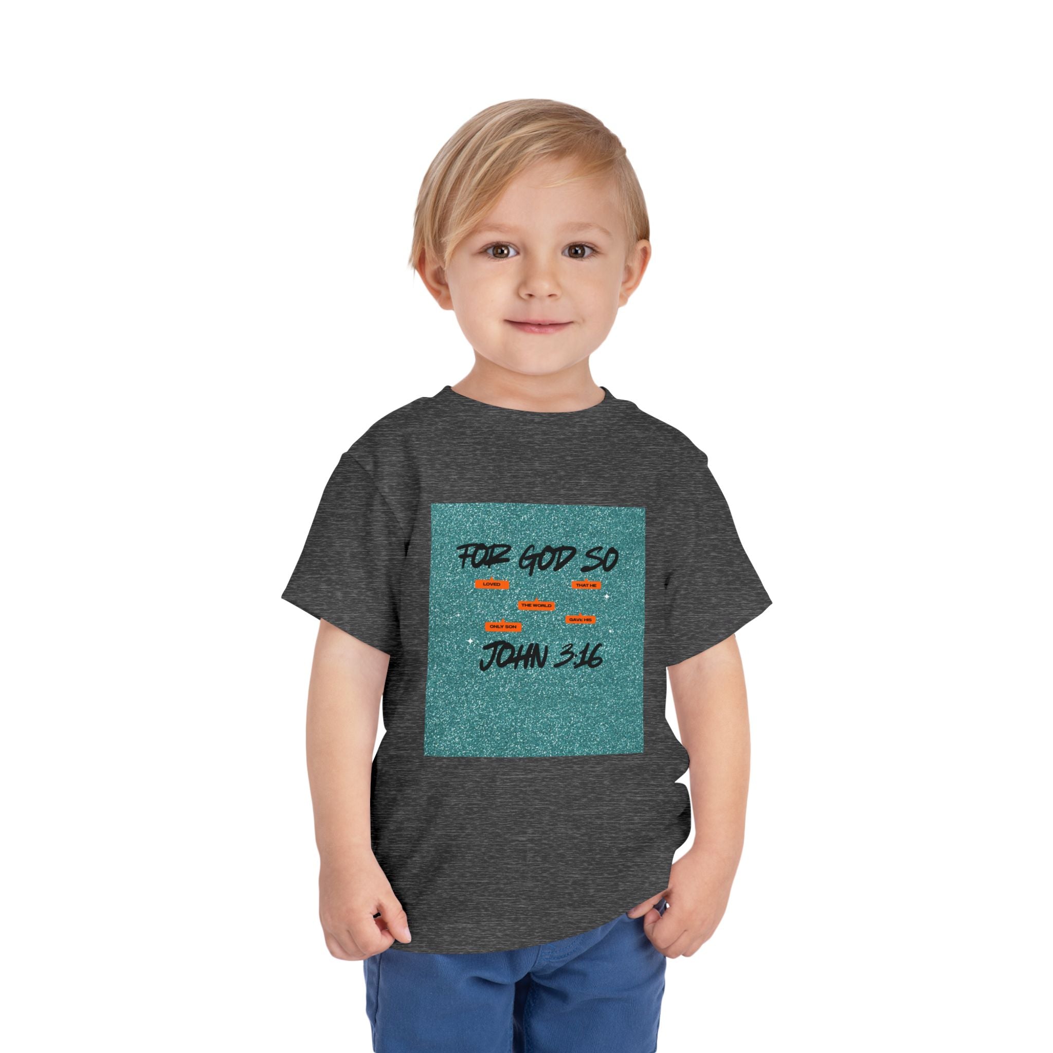 Toddler Tee — "For God So" John 3:16 Christian Kids Shirt