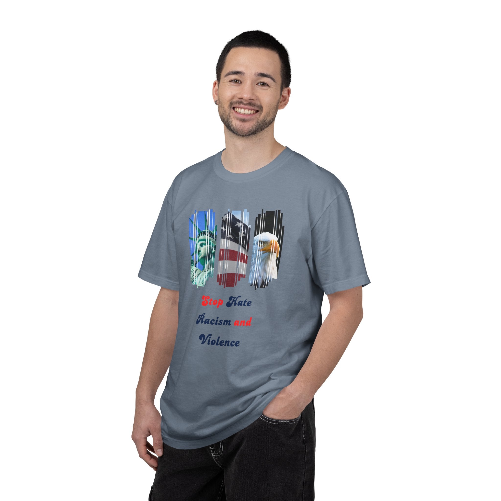 Patriotic 'Stop Hate Racism and Violence' T-Shirt