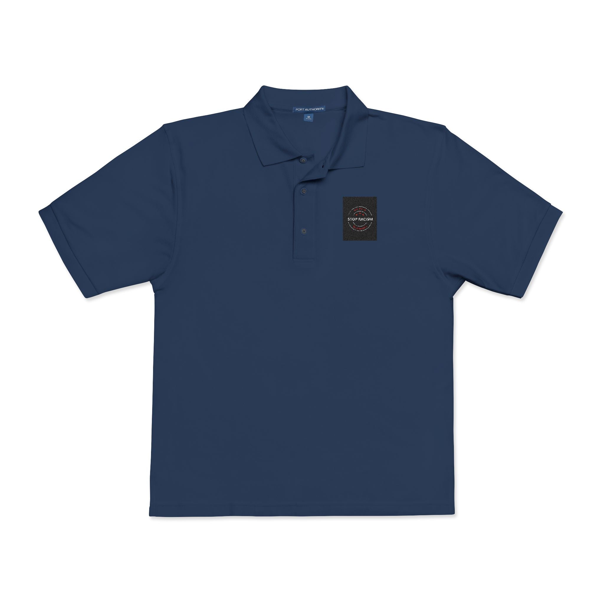 Embroidered 'Just Breathe' White Polo Shirt