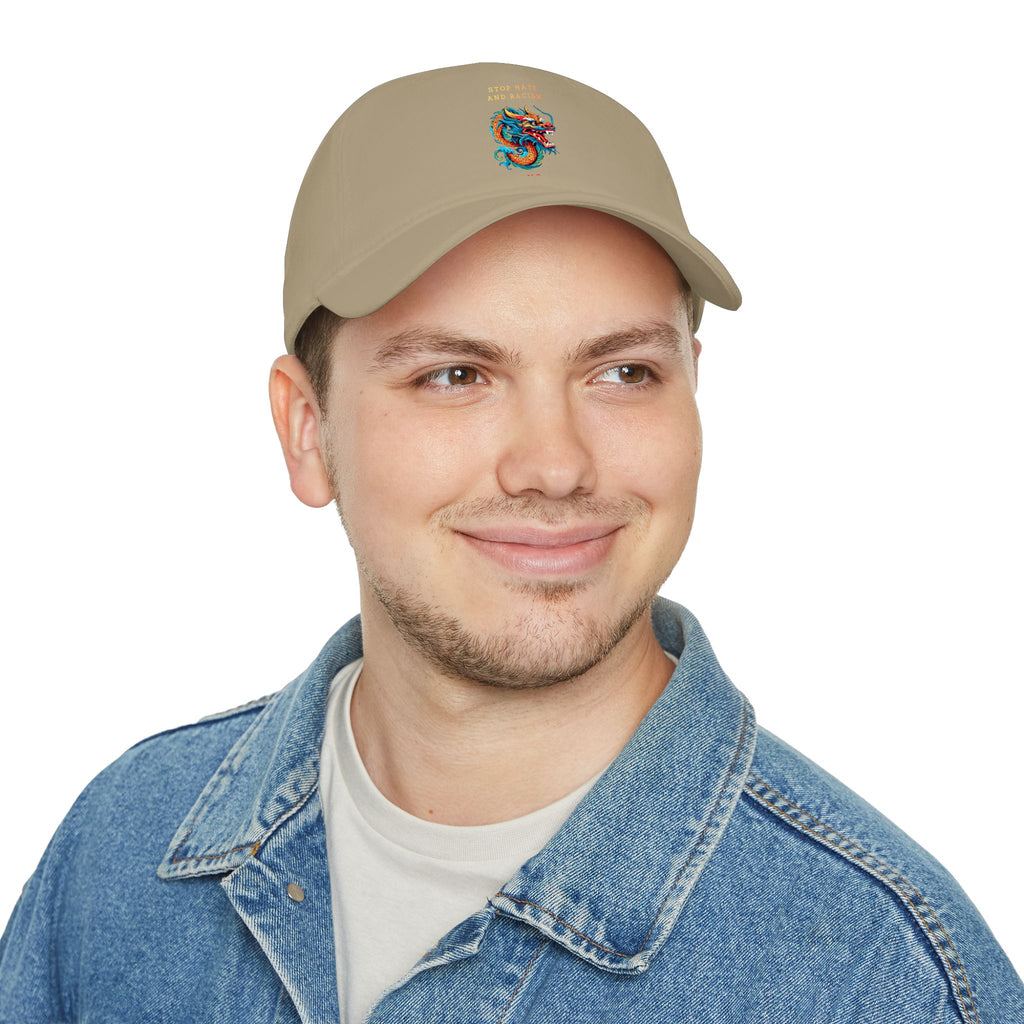 Red Dragon Baseball Cap - "Stop Hate and Racism" Embroidered Low Profile Hat