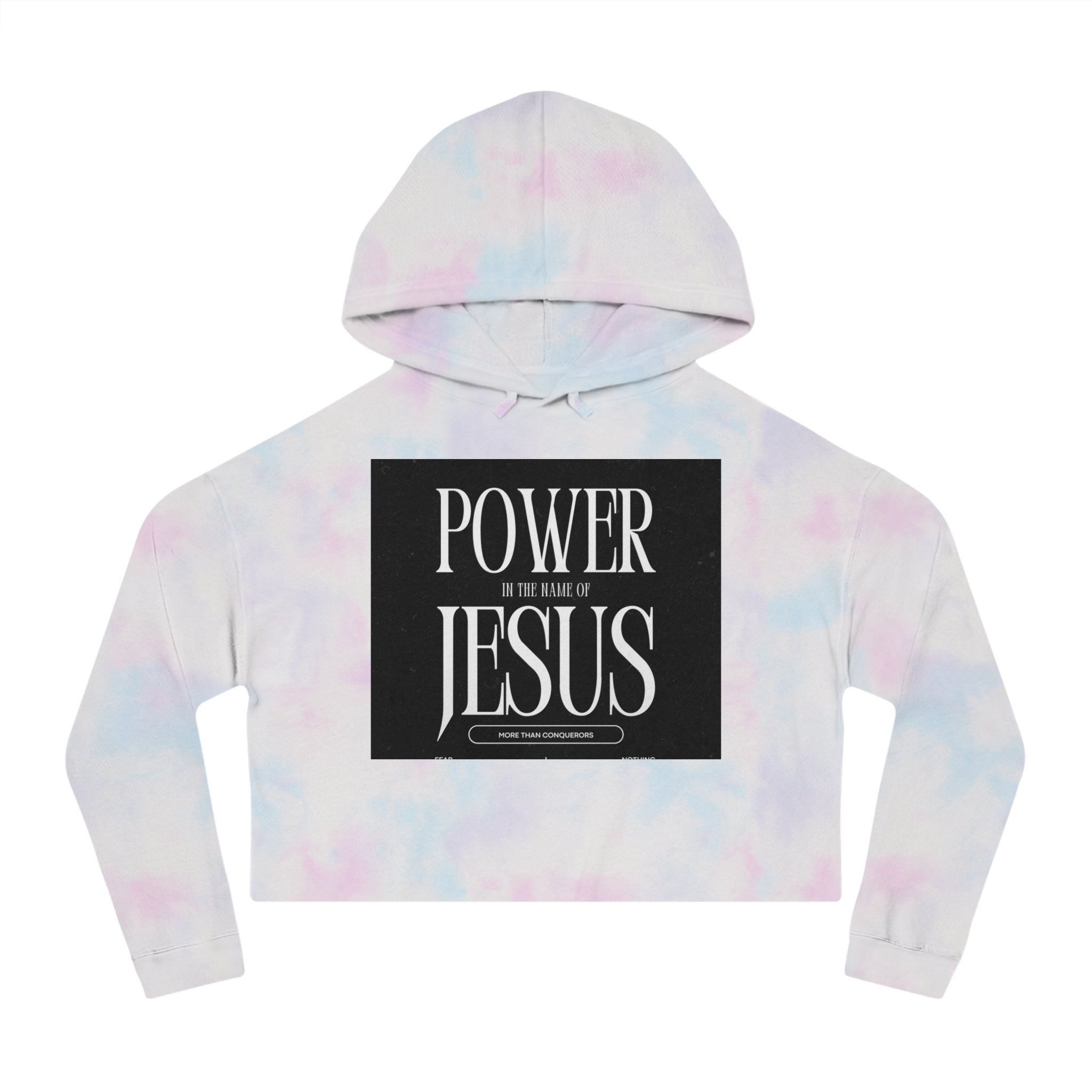 Cropped Hoodie — 'Power In The Name Of Jesus' Christian Faith Sweatshirt