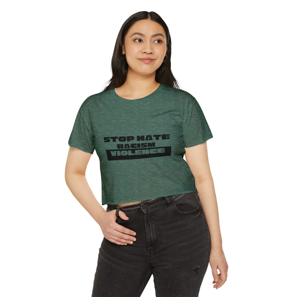 Stop Hate Racism Violence Crop Top — Women's Protest Festival Tee