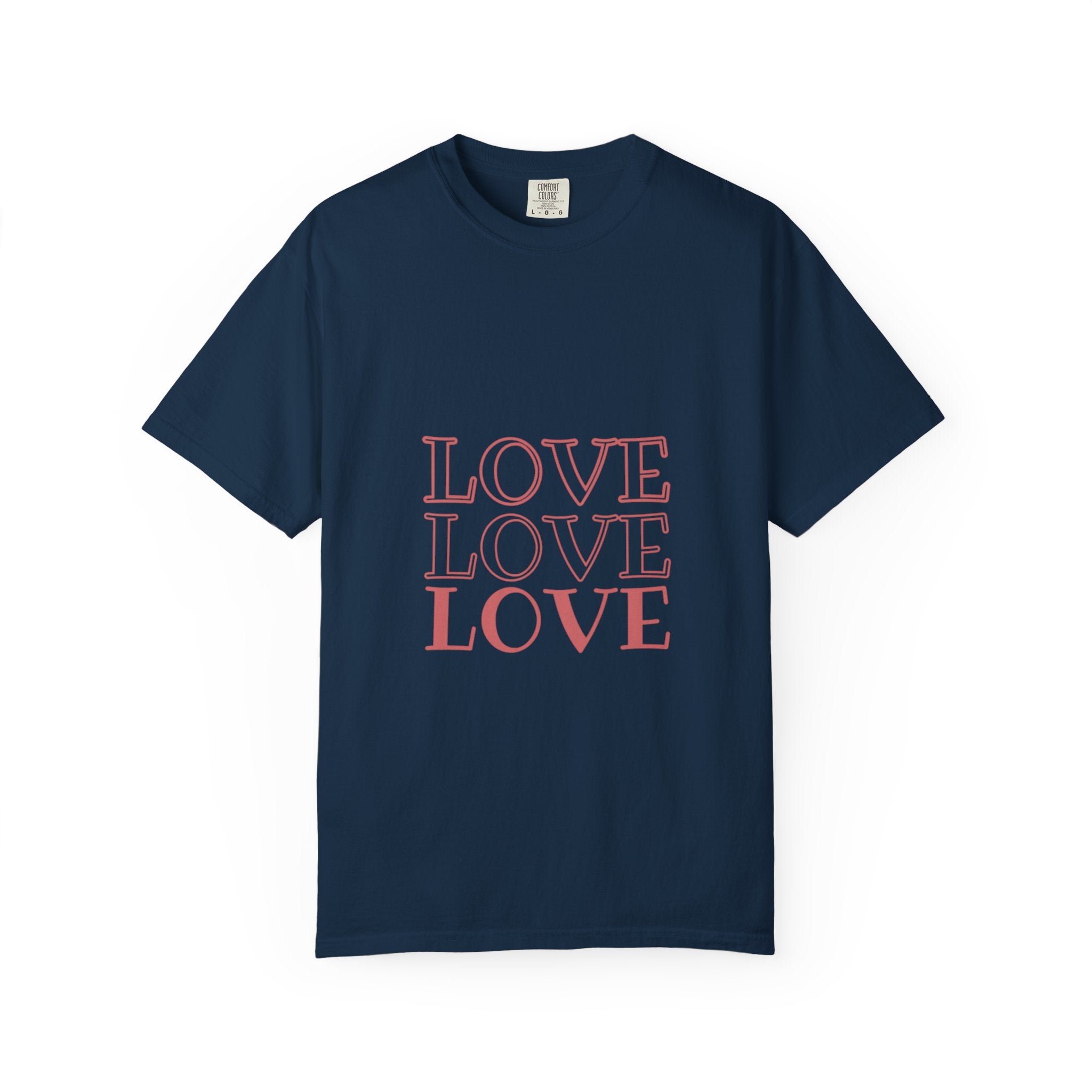 Love Love Love T-Shirt — Vintage Pink Stacked Text Tee