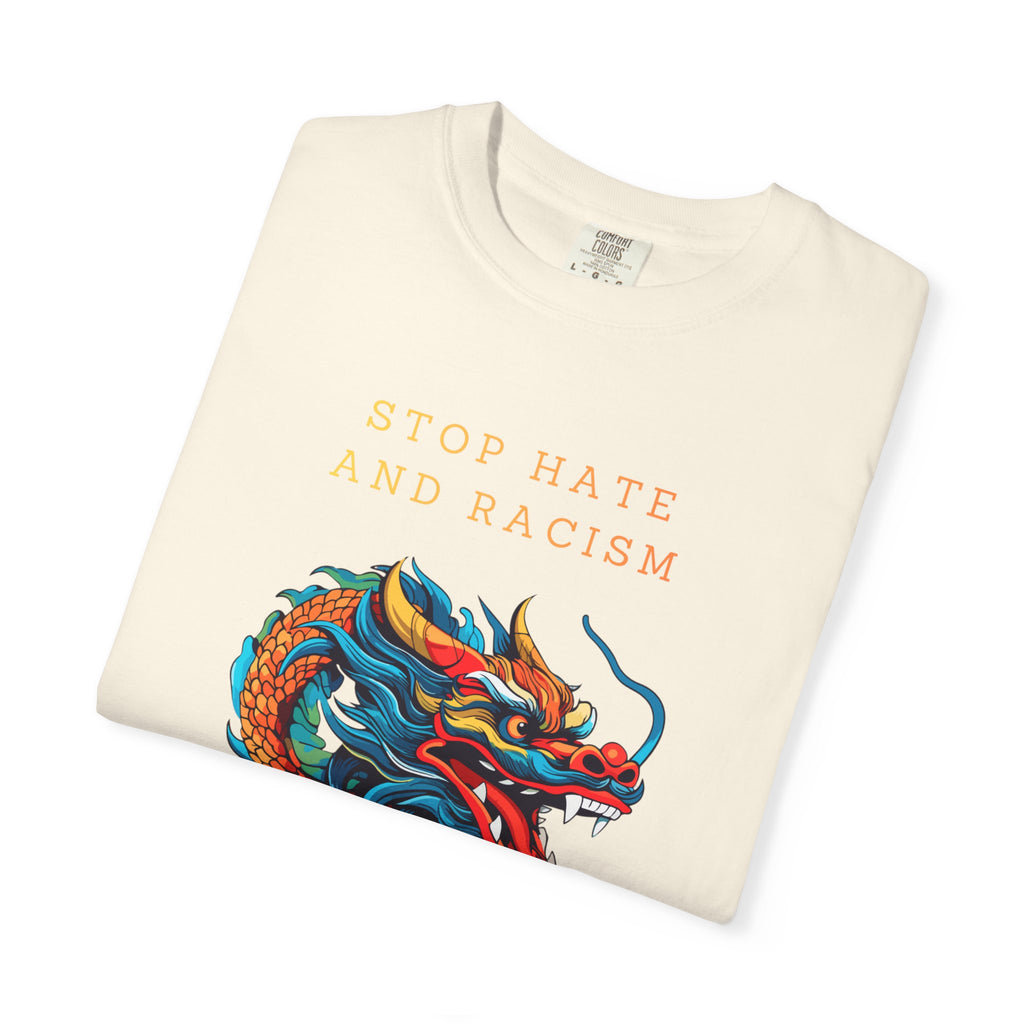 T-Shirt — 'Stop Hate and Racism, No Violence' Dragon Graphic Tee