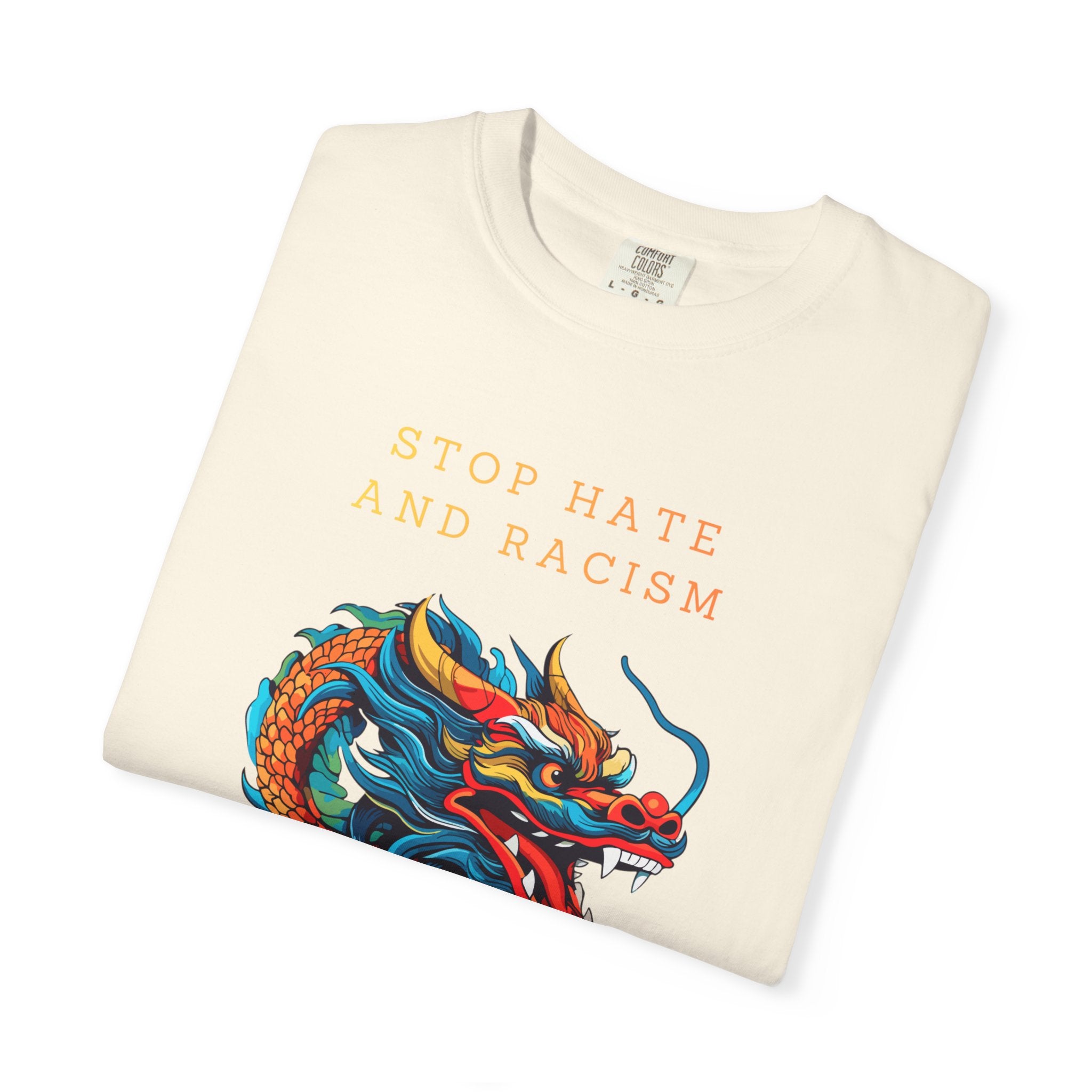 T-Shirt — 'Stop Hate and Racism, No Violence' Dragon Graphic Tee