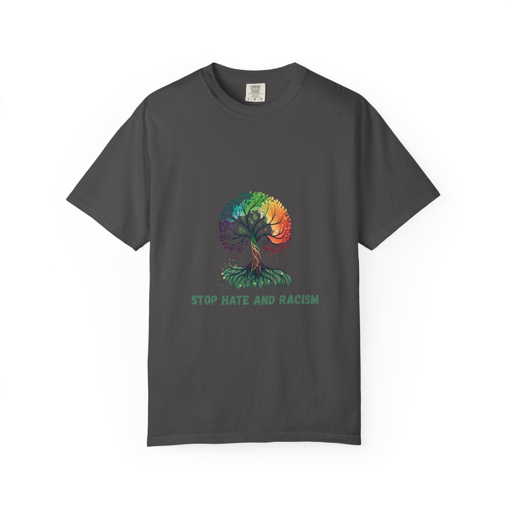 Stop Hate and Racism Tree T-Shirt — Rainbow Unity Tee