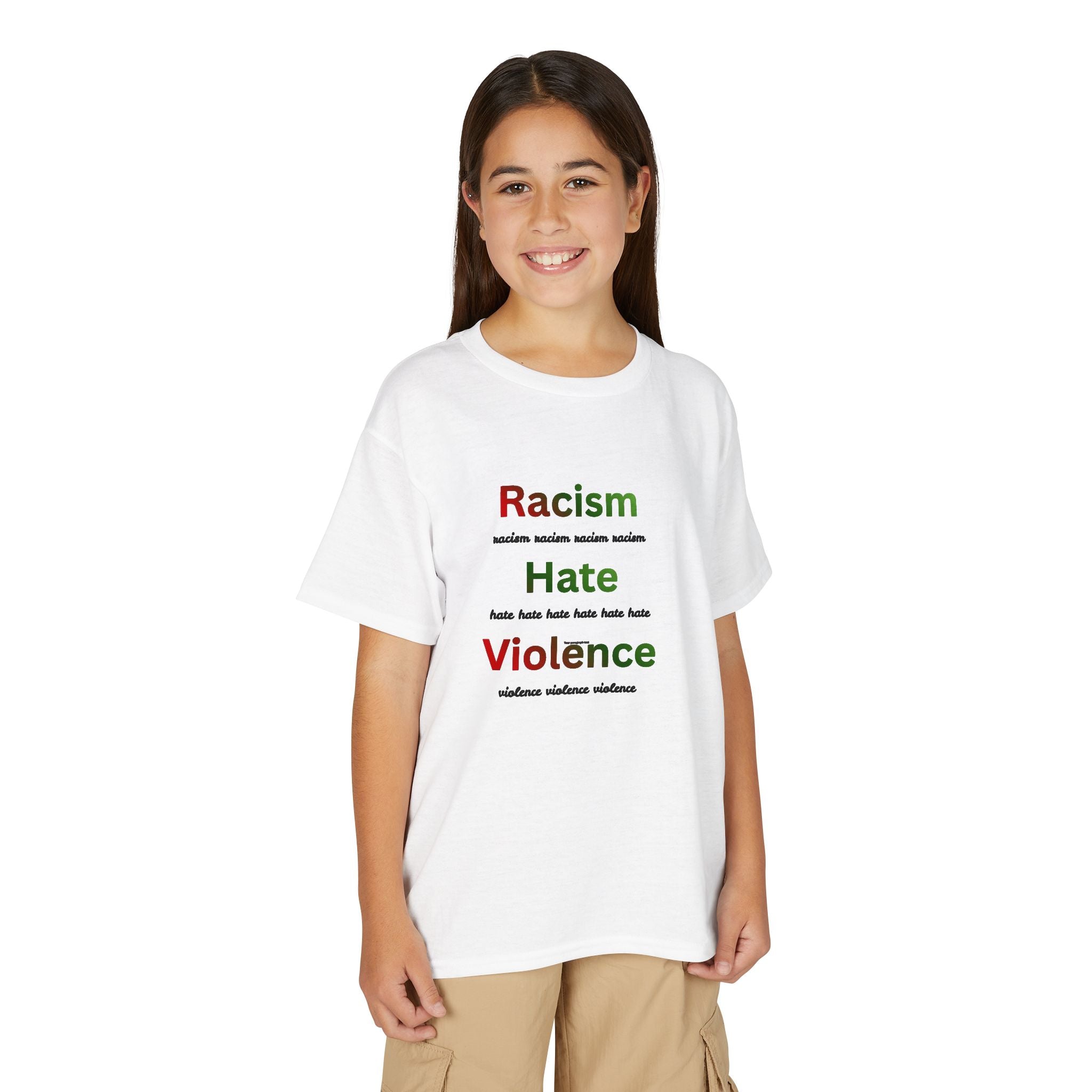 Youth Message T‑Shirt — 'Racism Hate Violence'