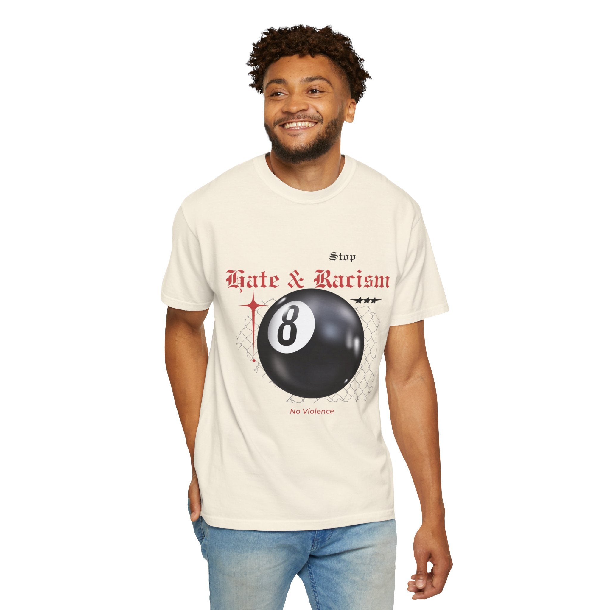 Anti-Racism 8-Ball T-Shirt — Stop Hate & Racism Graphic Tee