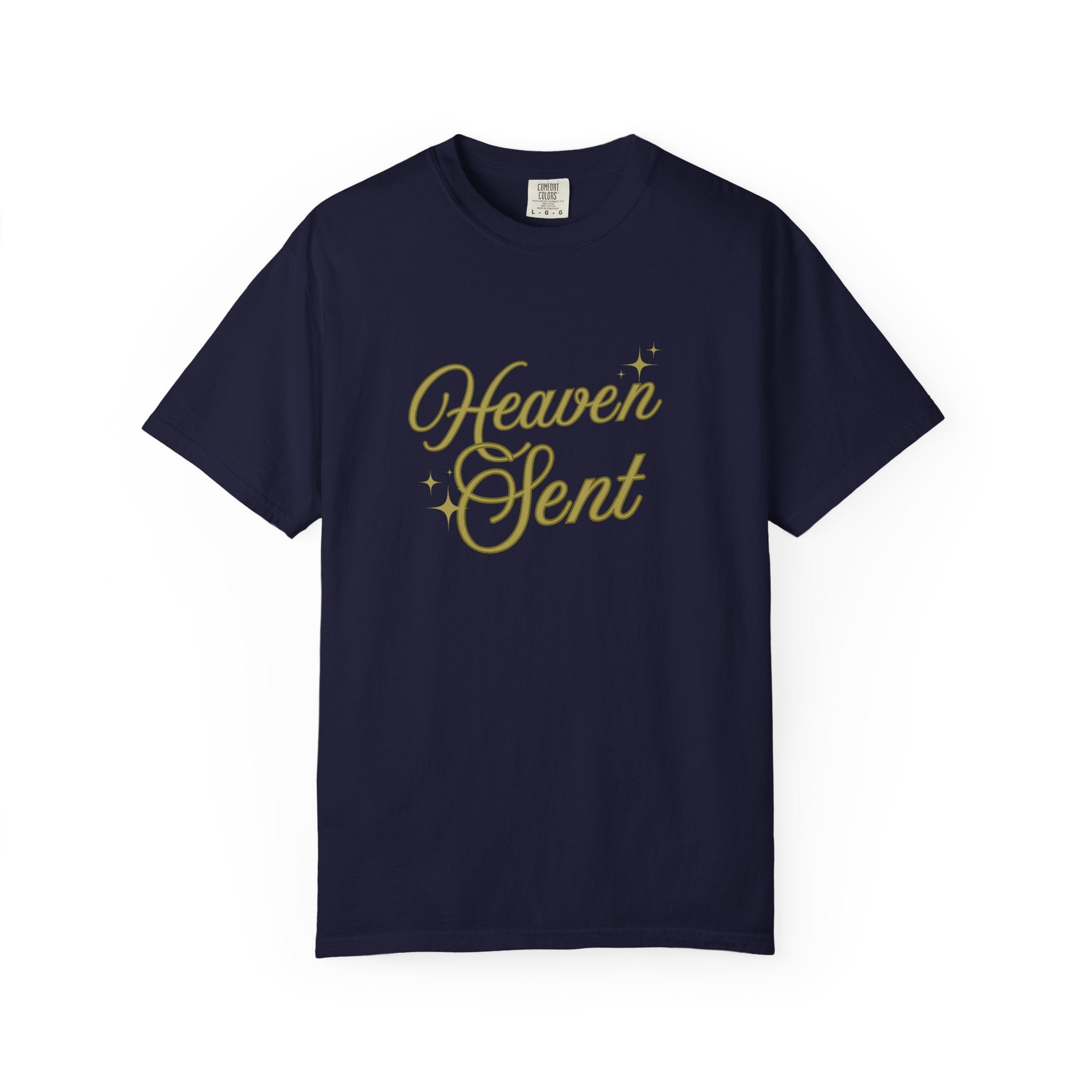 Heaven Sent Graphic Tee – Script Text Logo Cotton T-Shirt