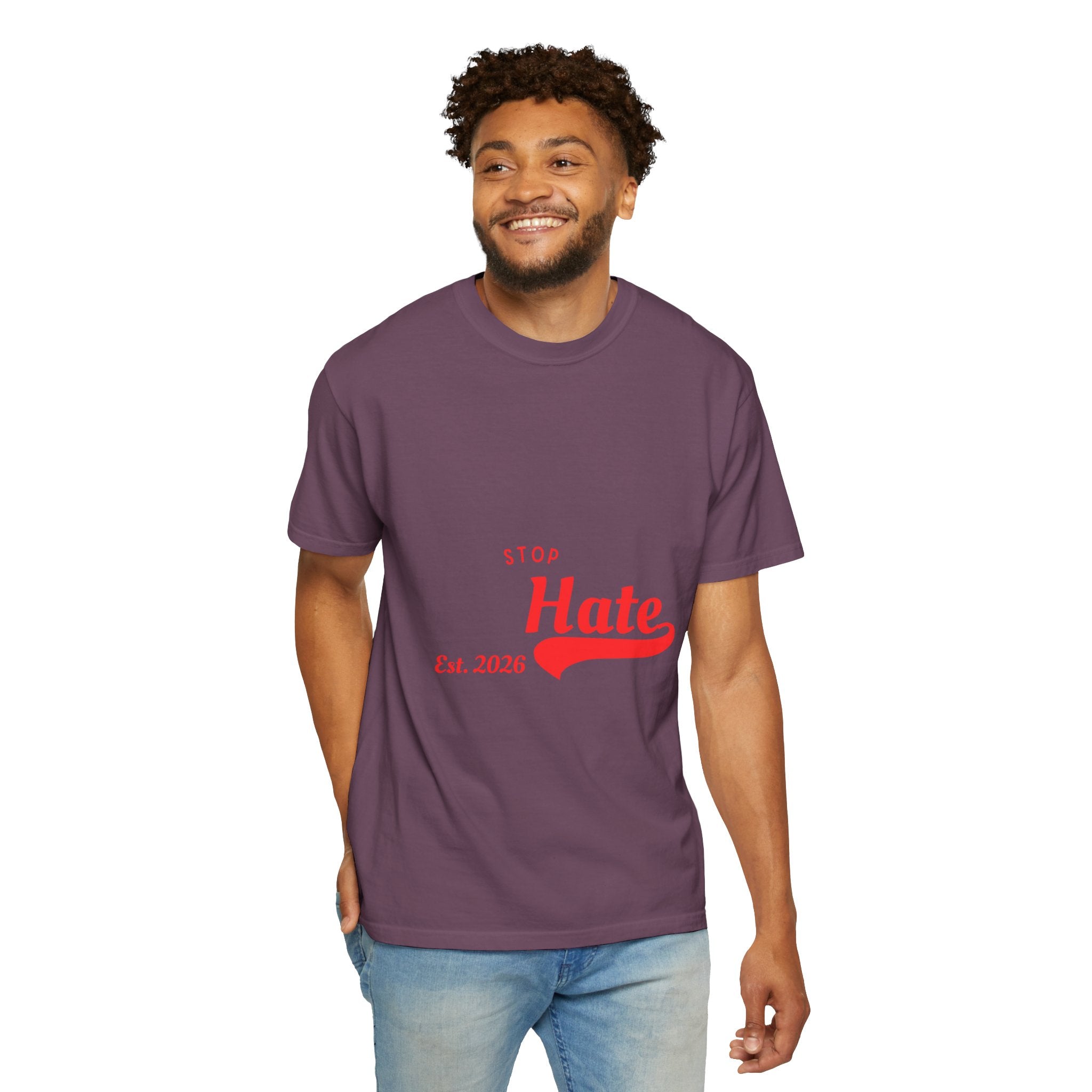 Stop Hate T-Shirt — Retro Script 'Est. 2026' Anti-Hate Graphic Tee