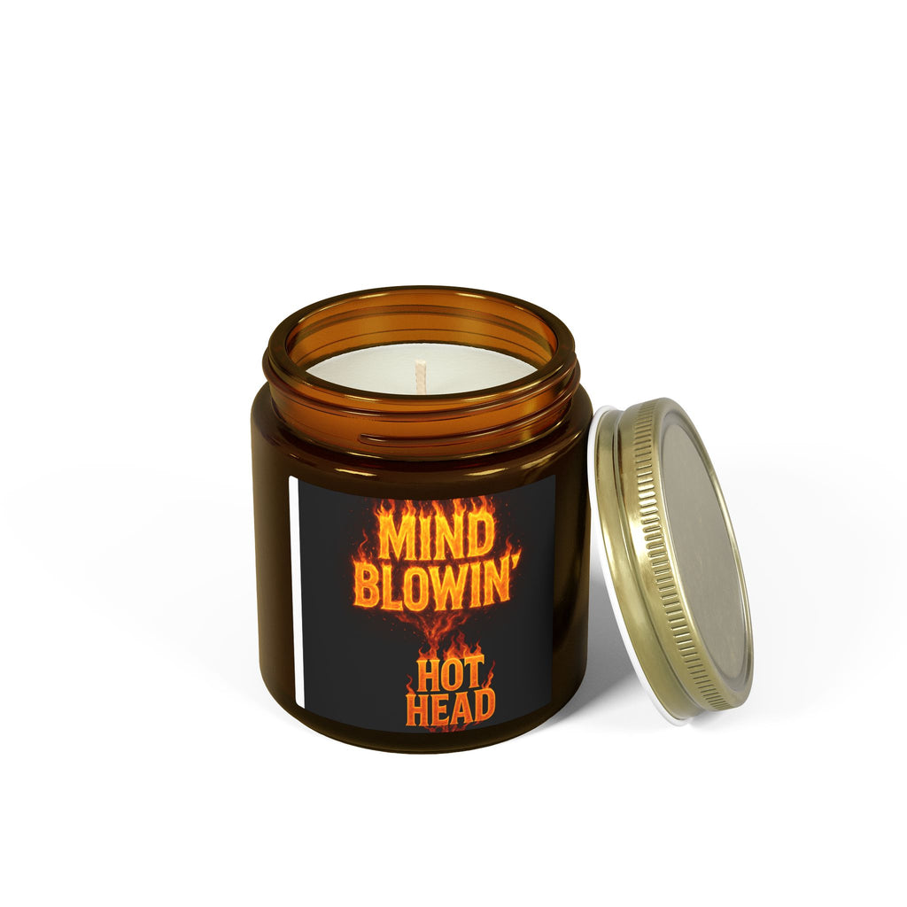 Soy Wax Candle — "Mind Blowin' Hot Head" Coconut Apricot Scent (4oz/9oz) — Novelty Gift