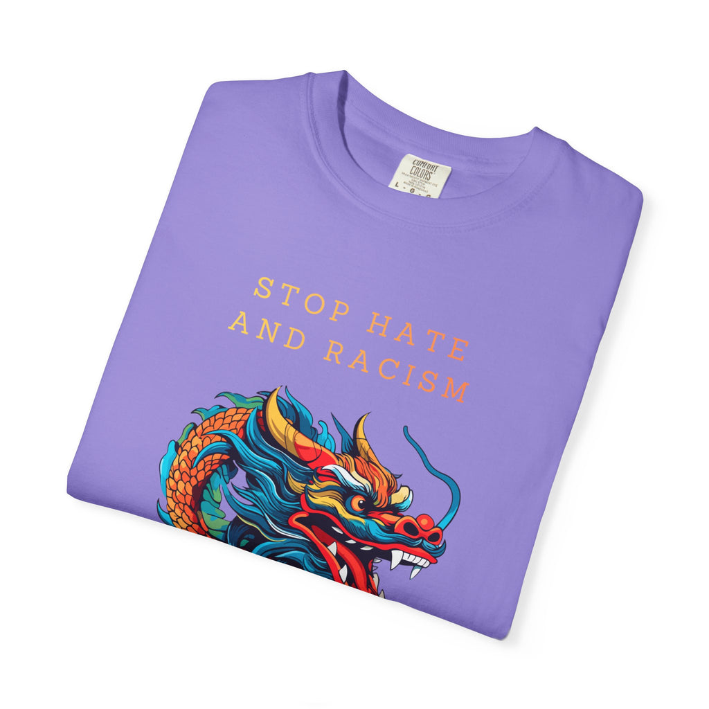 T-Shirt — 'Stop Hate and Racism, No Violence' Dragon Graphic Tee