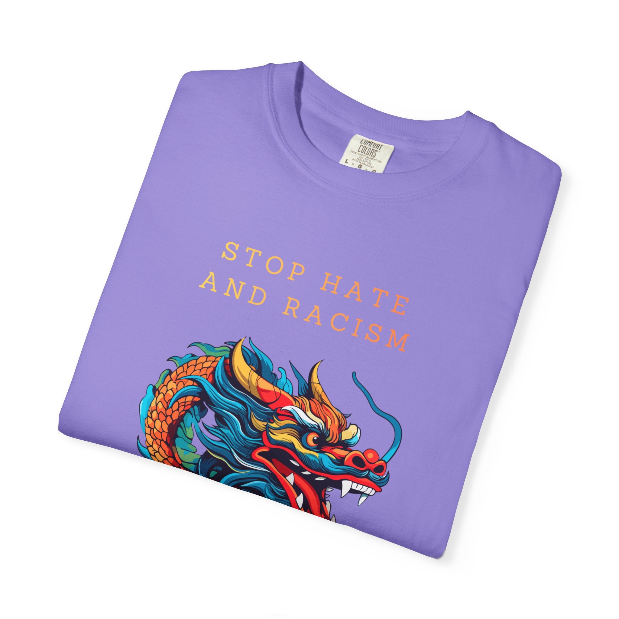 T-Shirt — 'Stop Hate and Racism, No Violence' Dragon Graphic Tee