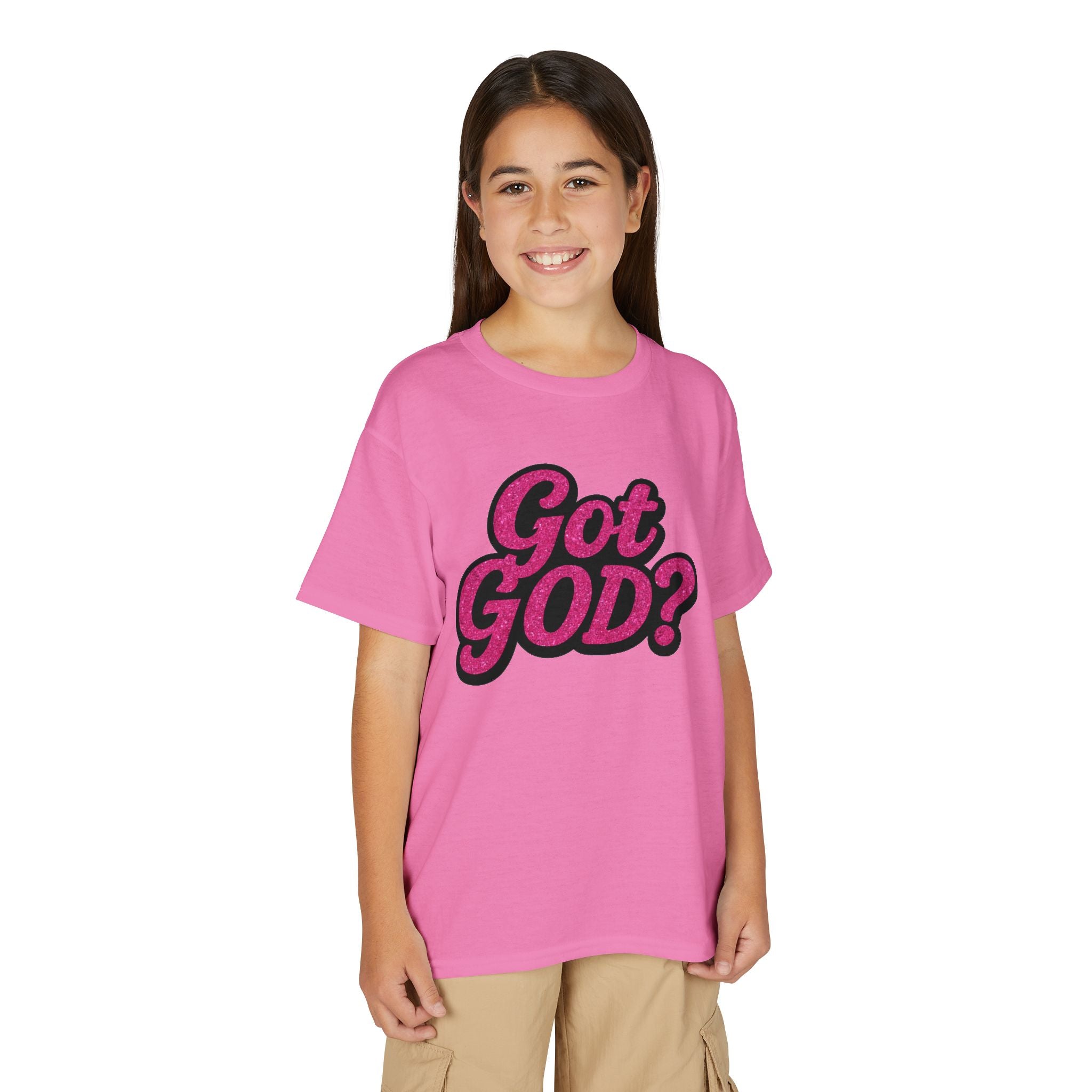Youth T-Shirt — "Got GOD?" Pink Retro Faith Graphic