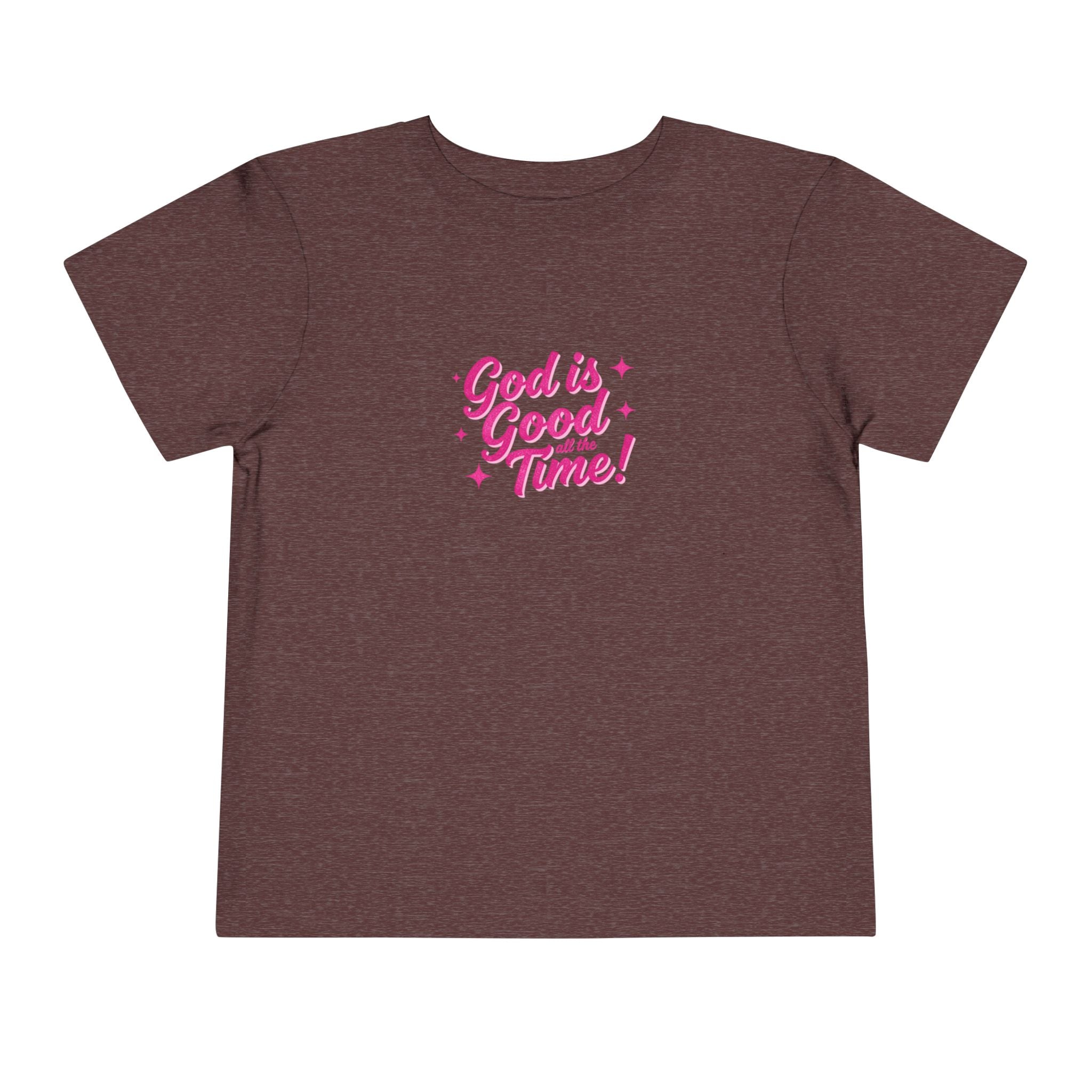 Toddler Tee – "God is Good Time" Pink Script Christian Kids Shirt