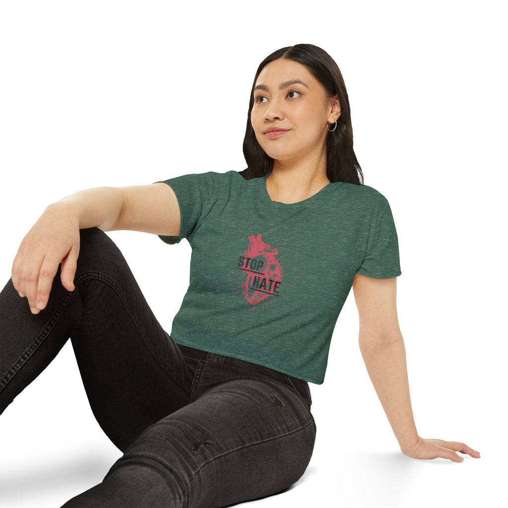 Stop Hate Heart Crop Top — Women's Festival Graphic Tee