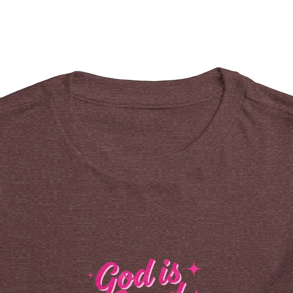 Toddler Tee – "God is Good Time" Pink Script Christian Kids Shirt