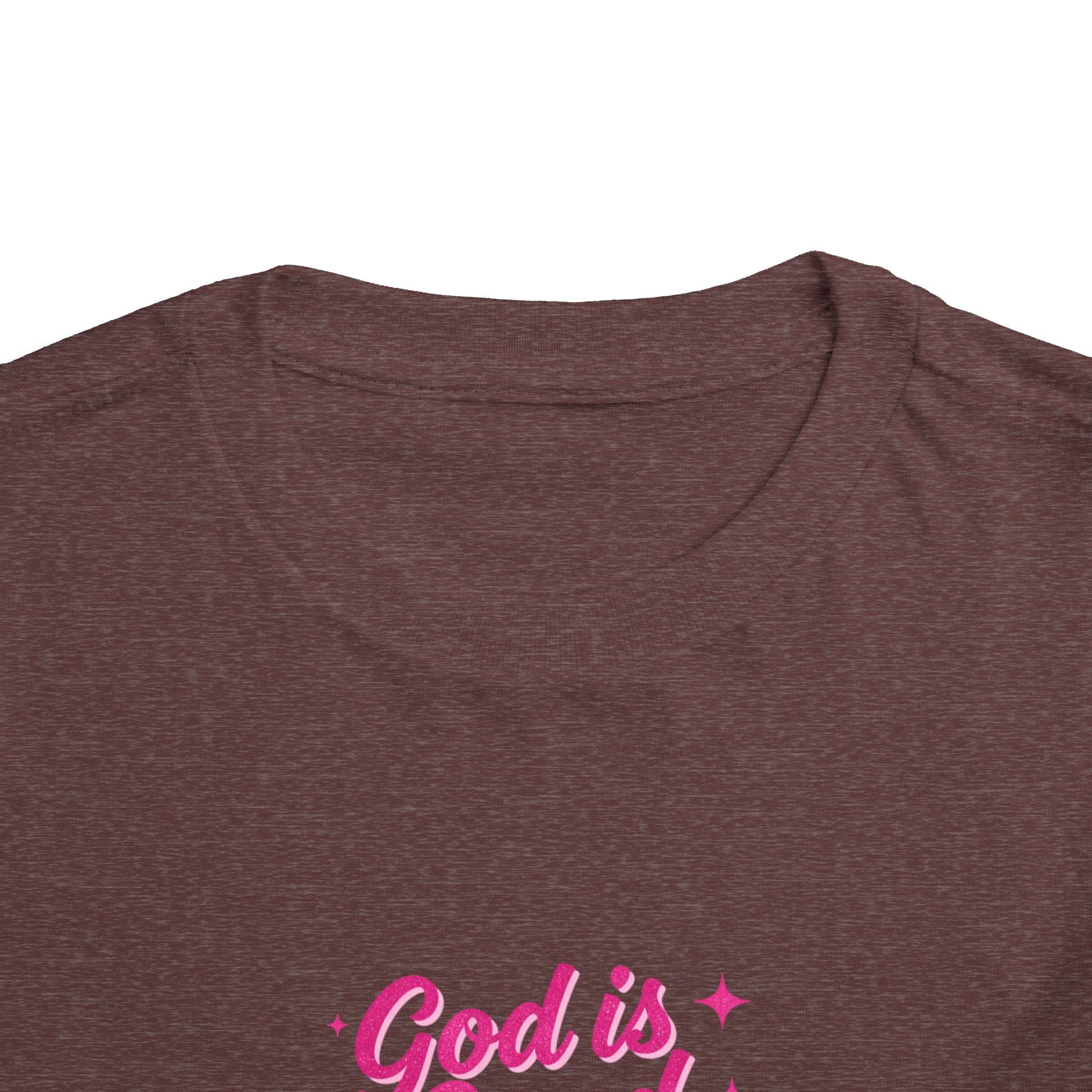 Toddler Tee – "God is Good Time" Pink Script Christian Kids Shirt