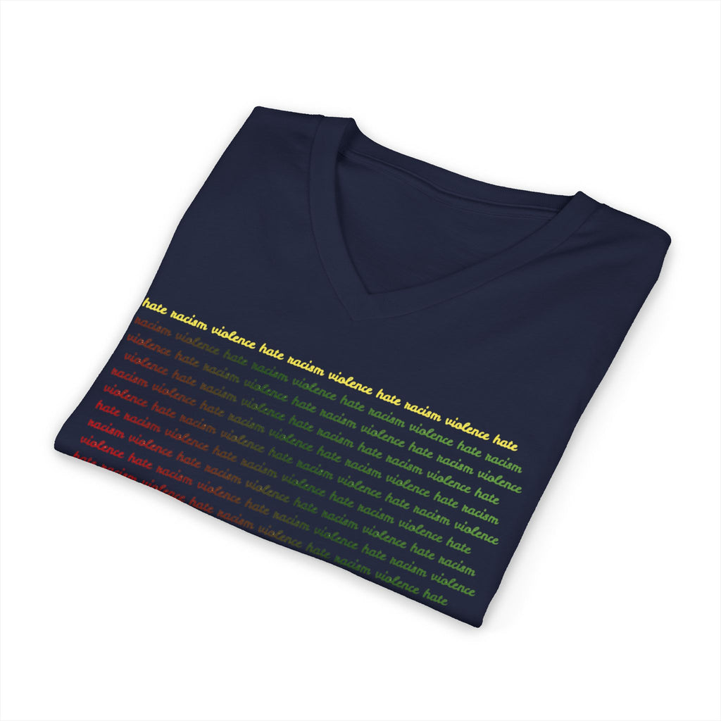 STOP Graphic V-Neck Tee — Bold Typographic Statement Shirt