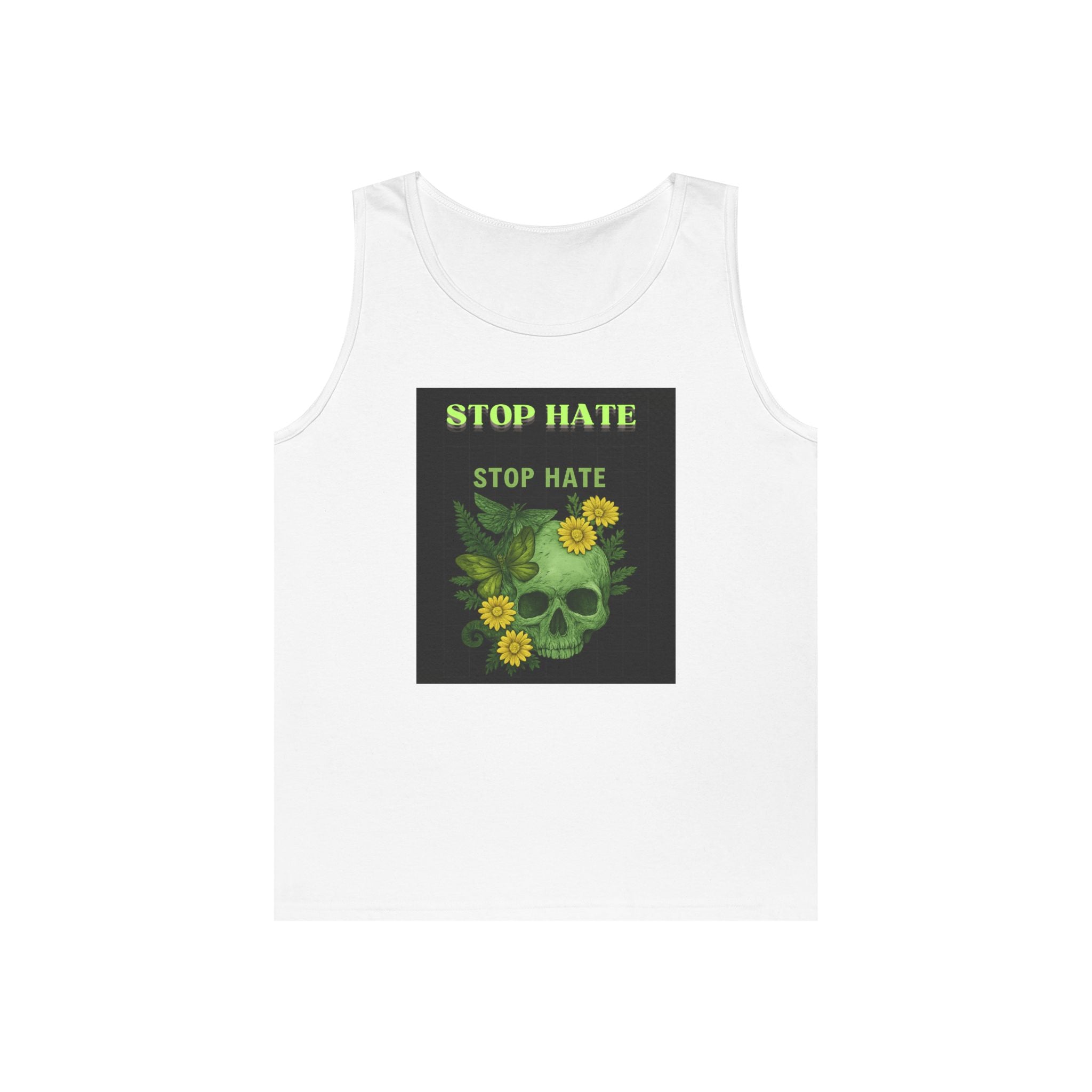 Stop Hate Floral Skull Tank Top — Anti-Hate Graphic Tank