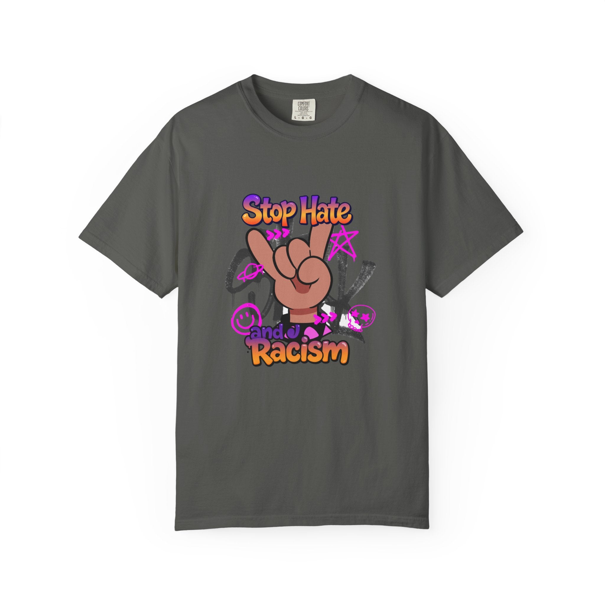 Stop Hate and Racism Graphic T-Shirt – Anti-Racism Solidarity Tee