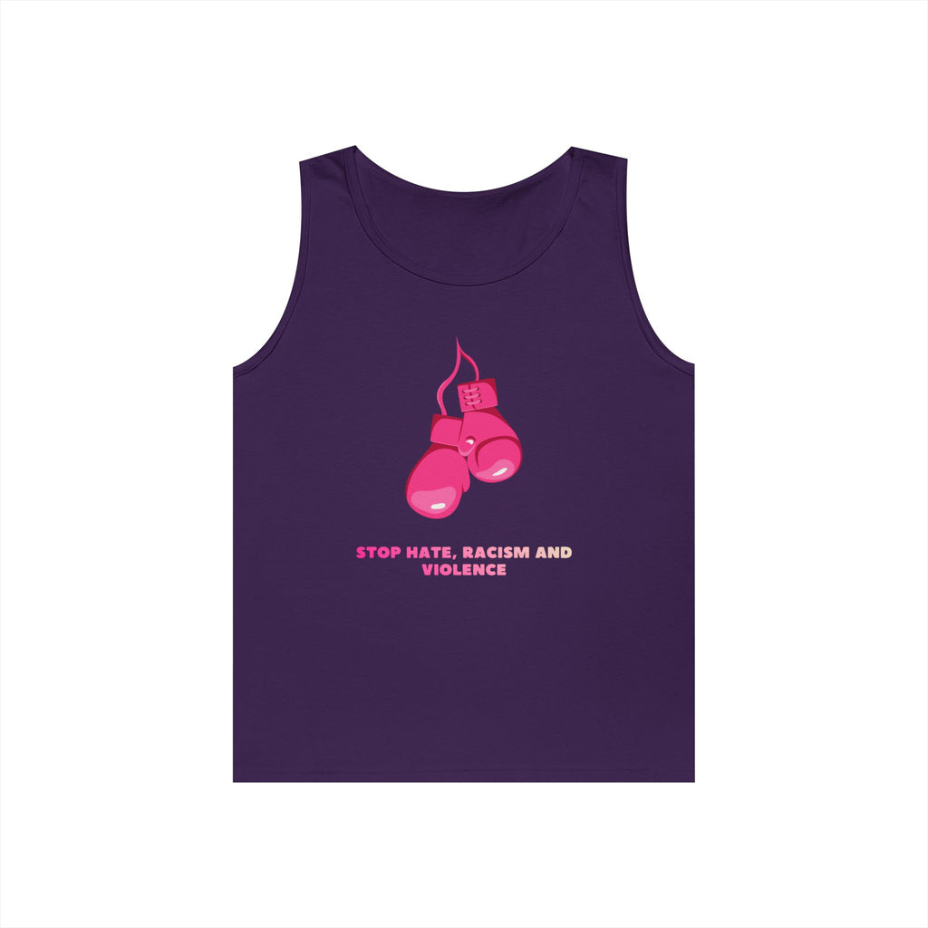 Pink Boxing Gloves Tank Top – “Stop Hate, Racism and Violence” Graphic Tank