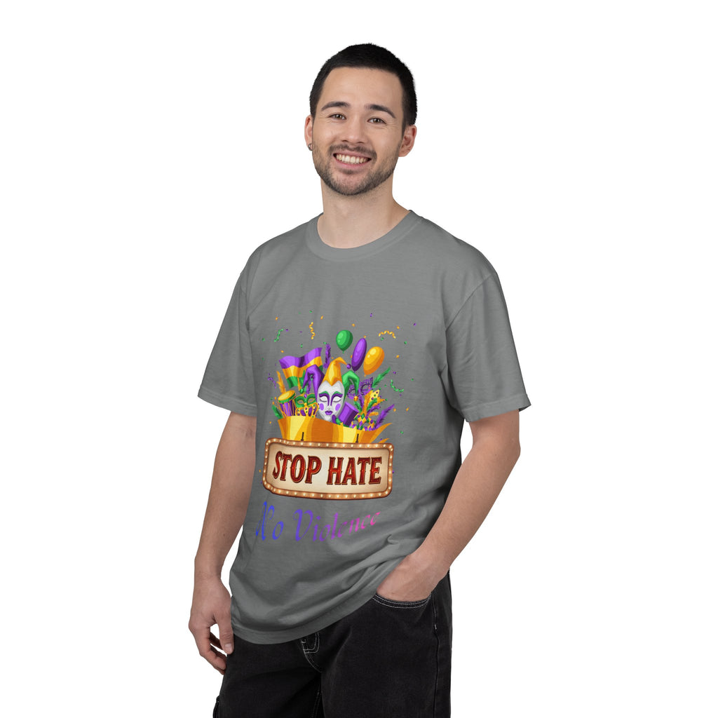 T-Shirt — "Stop Hate, No Violence" Mardi Gras Parade Design