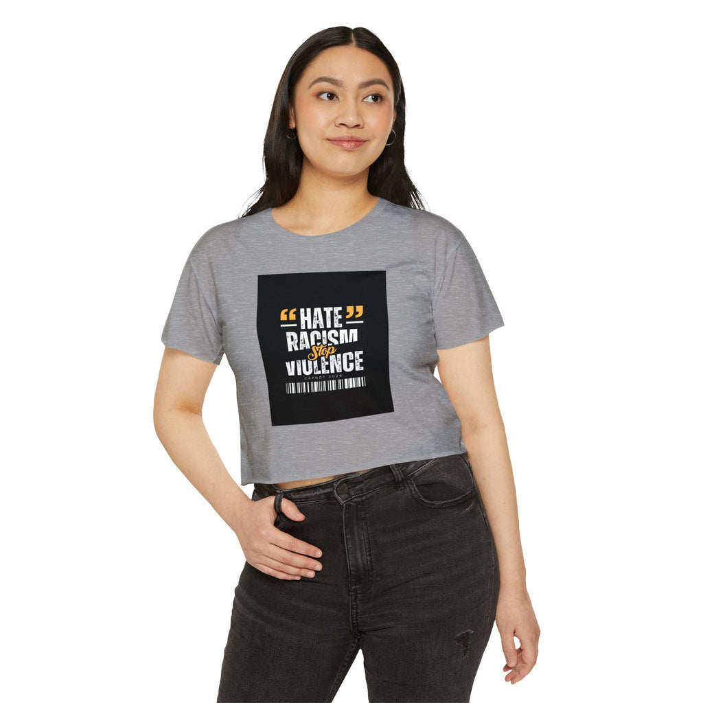 Festival Crop Top — "Hate Racism Stop Violence" Graphic Tee