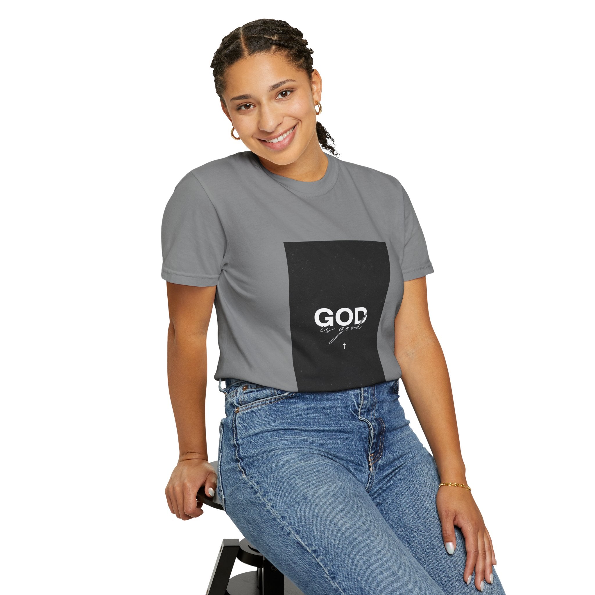 God Typography T-Shirt — Minimal Black Square Graphic Tee