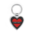 Stop Hate Heart Keychain — Anti-Hate Message Heart Keyring, Social Justice Gift