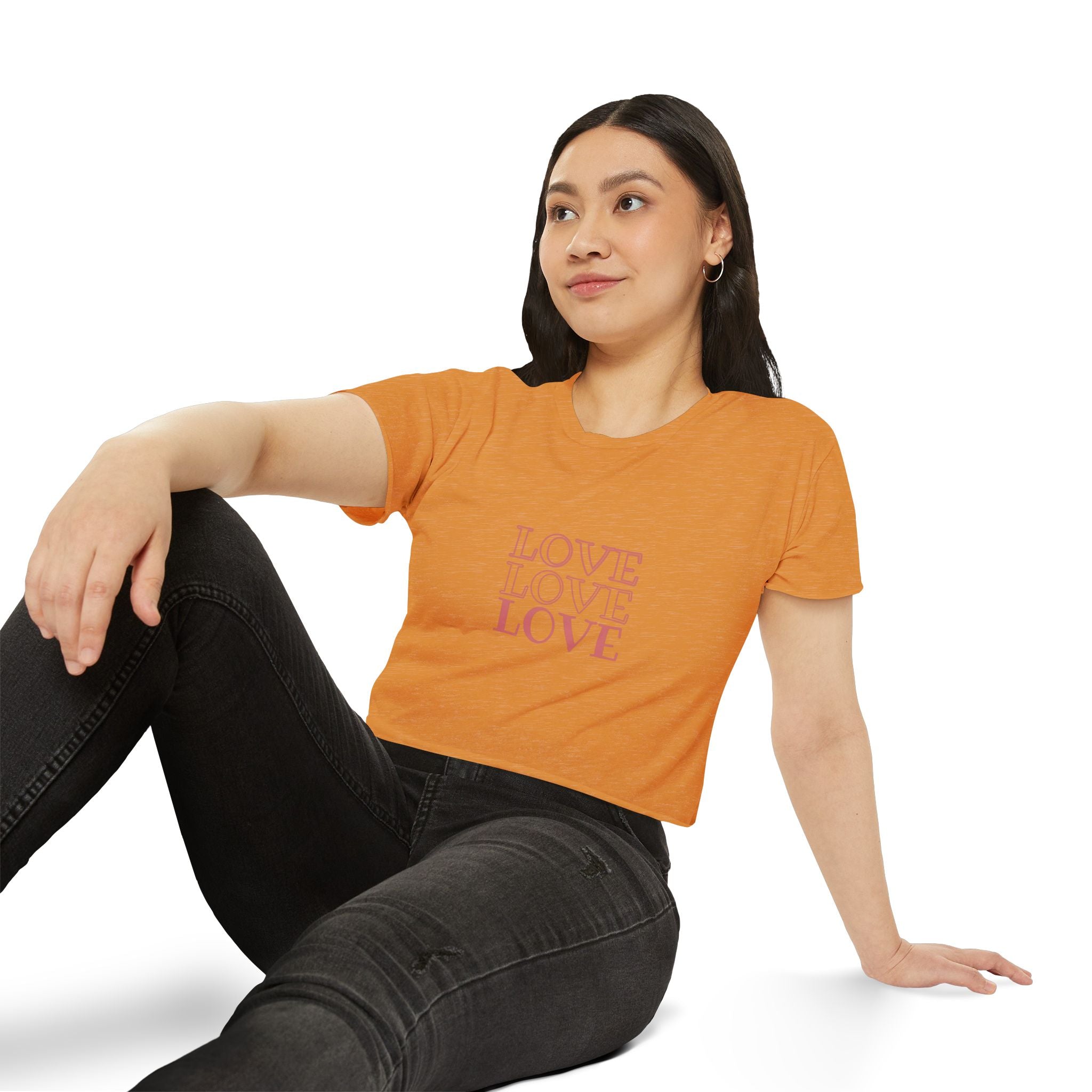 Crop Top — 'LOVE LOVE LOVE' Retro Script Festival Crop Top