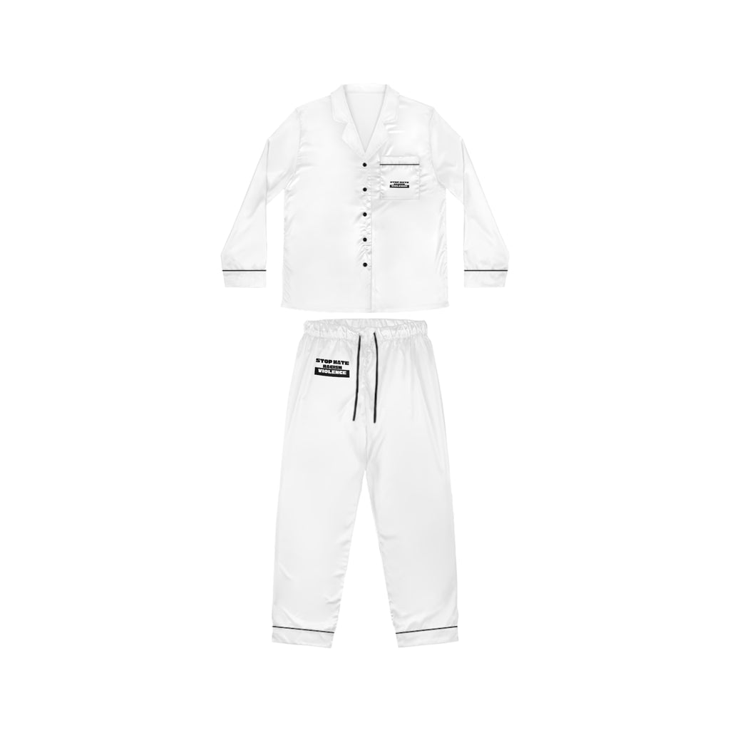 Women's Satin Pajama Set — Luxe White Sleepwear with Pocket Detail