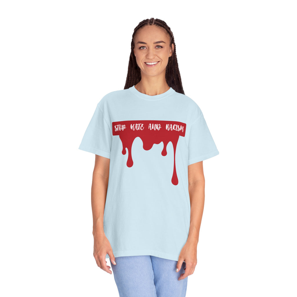 T-Shirt “Stop Hate, End Racism” Dripping Blood Graphic Tee