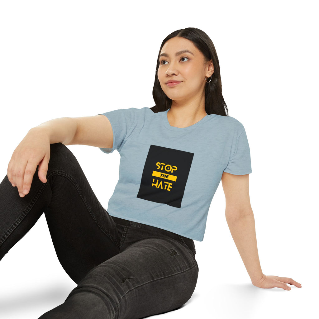 Stop the Hate Crop Top — Women's Festival Anti-Hate Graphic Tee