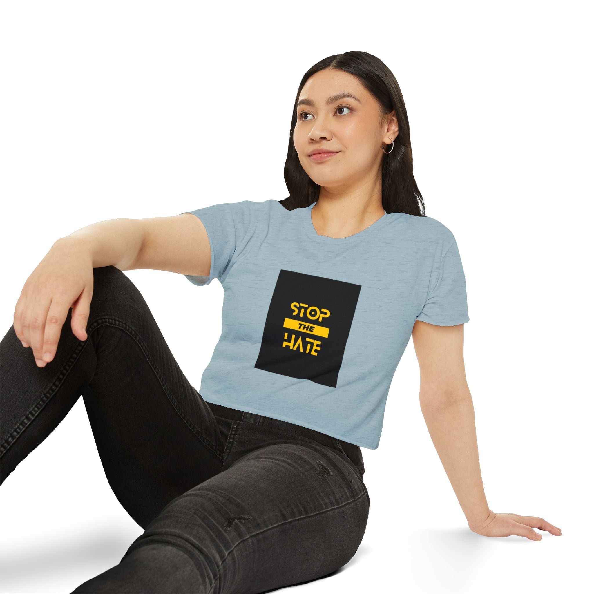 Stop the Hate Crop Top — Women's Festival Anti-Hate Graphic Tee