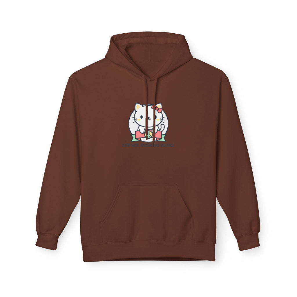 Stop Hate, Racism and Violence Cat Hoodie — Cute Anti-Racism Graphic Hoodie