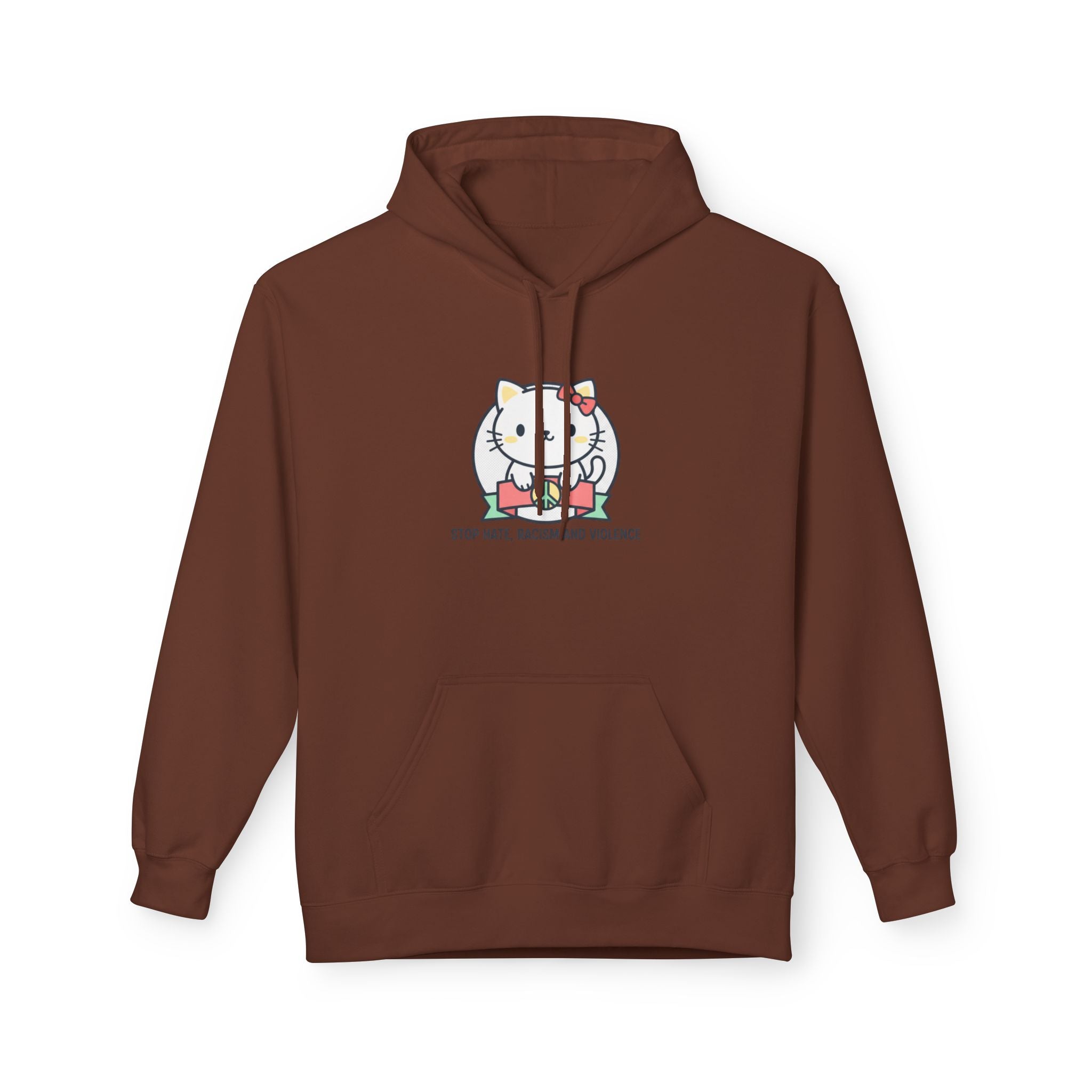 Stop Hate, Racism and Violence Cat Hoodie — Cute Anti-Racism Graphic Hoodie